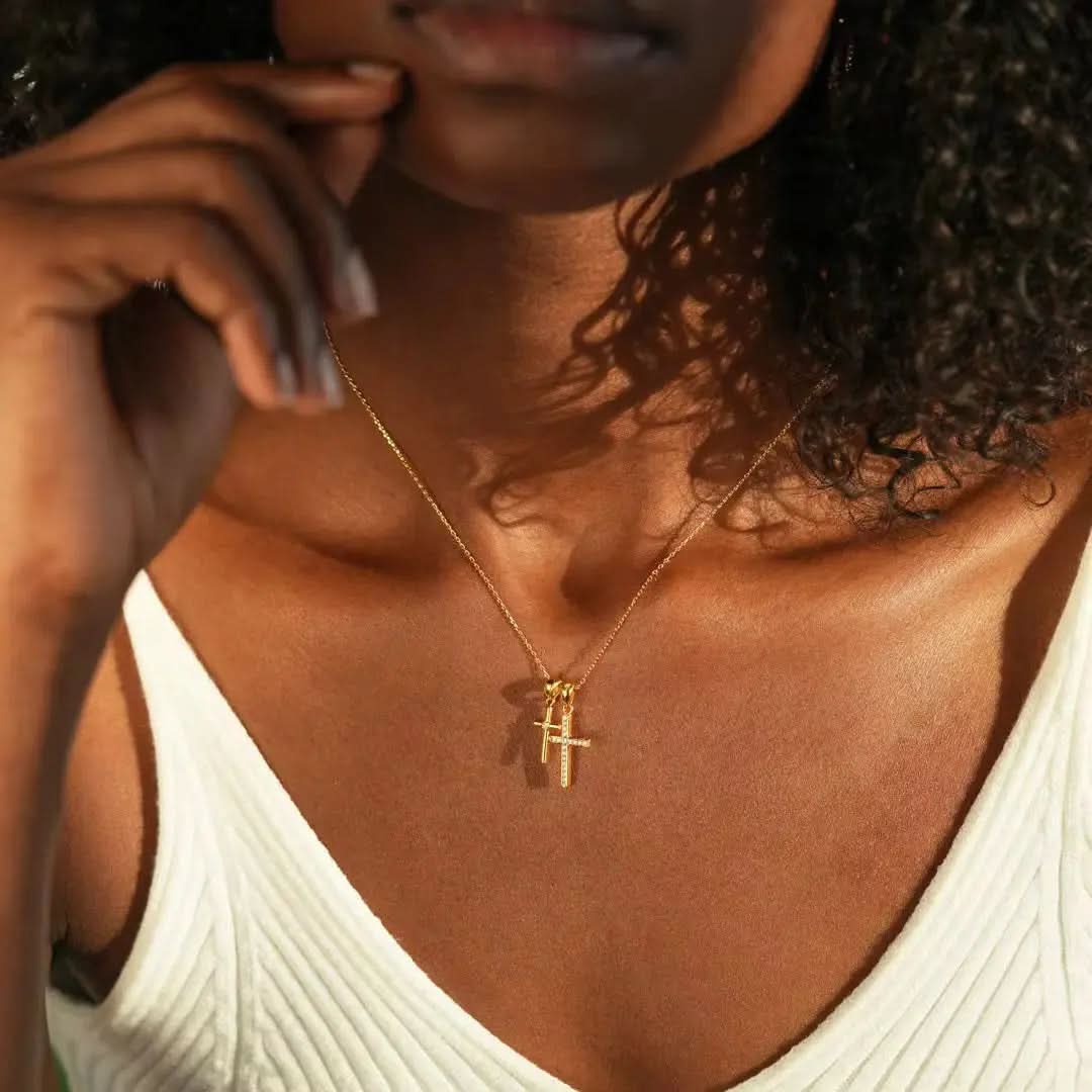Dainty Double Cross Necklace