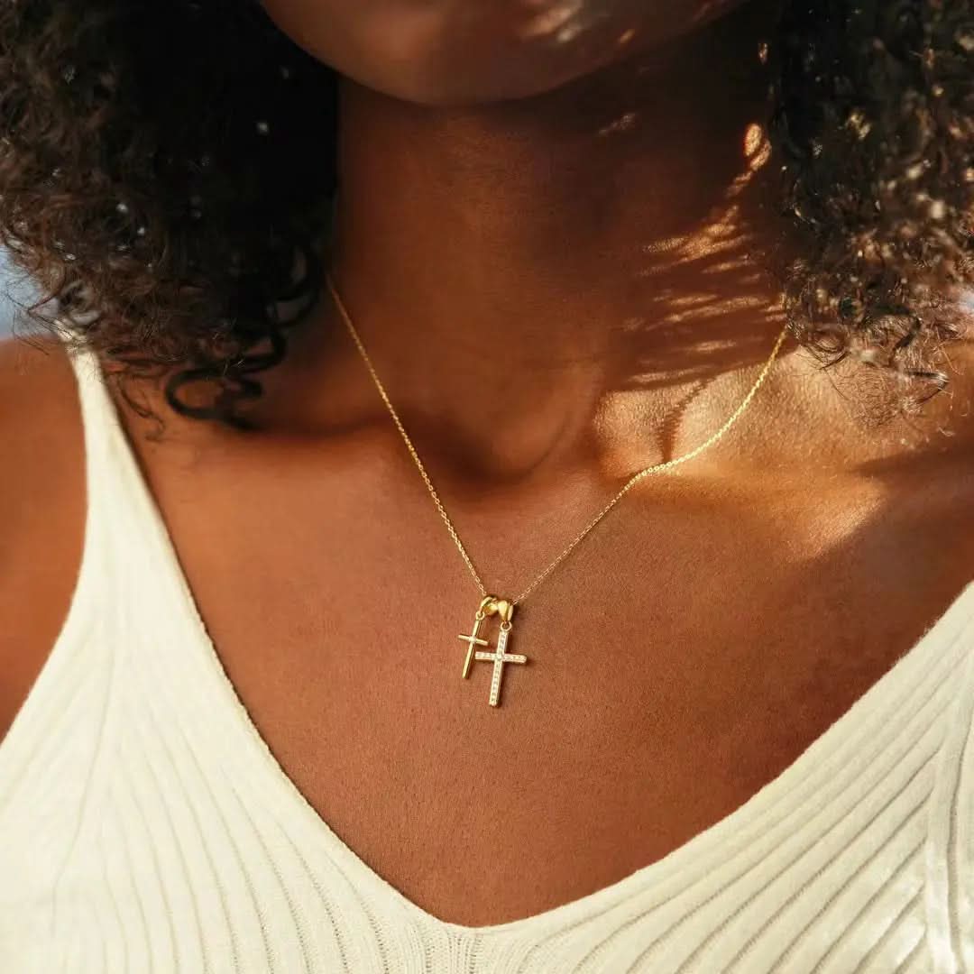 Dainty Double Cross Necklace