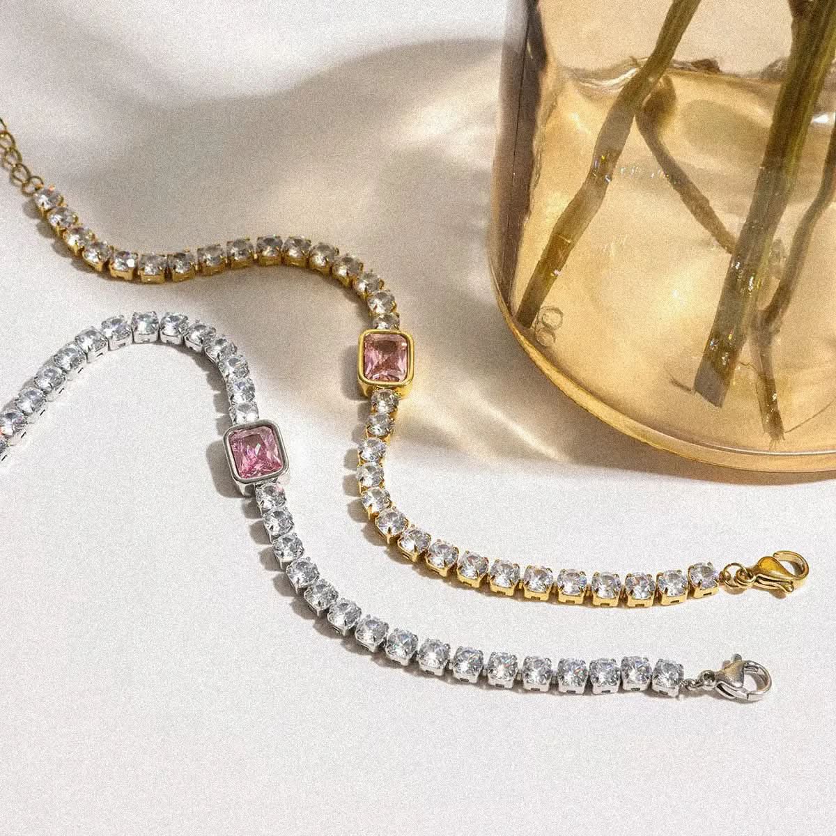 Pink Gemstone Tennis Bracelet