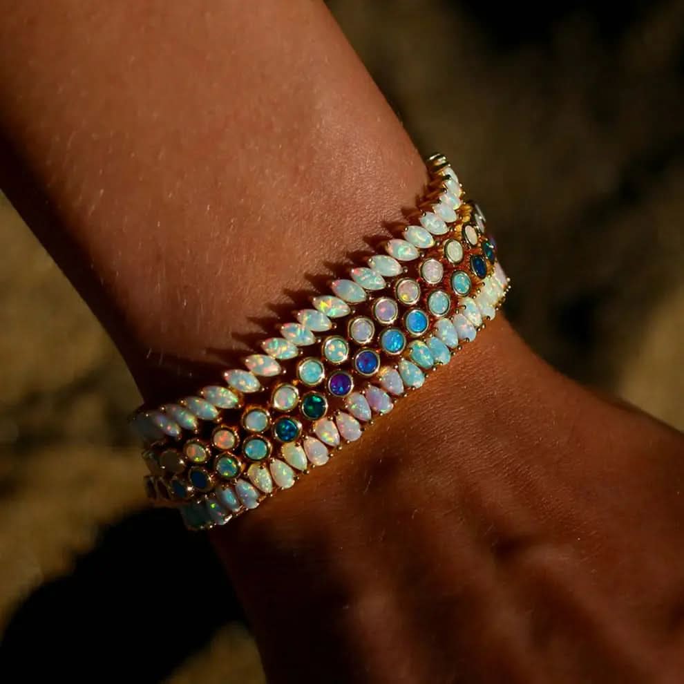 Pastel Opal Bracelet Sterling Silver