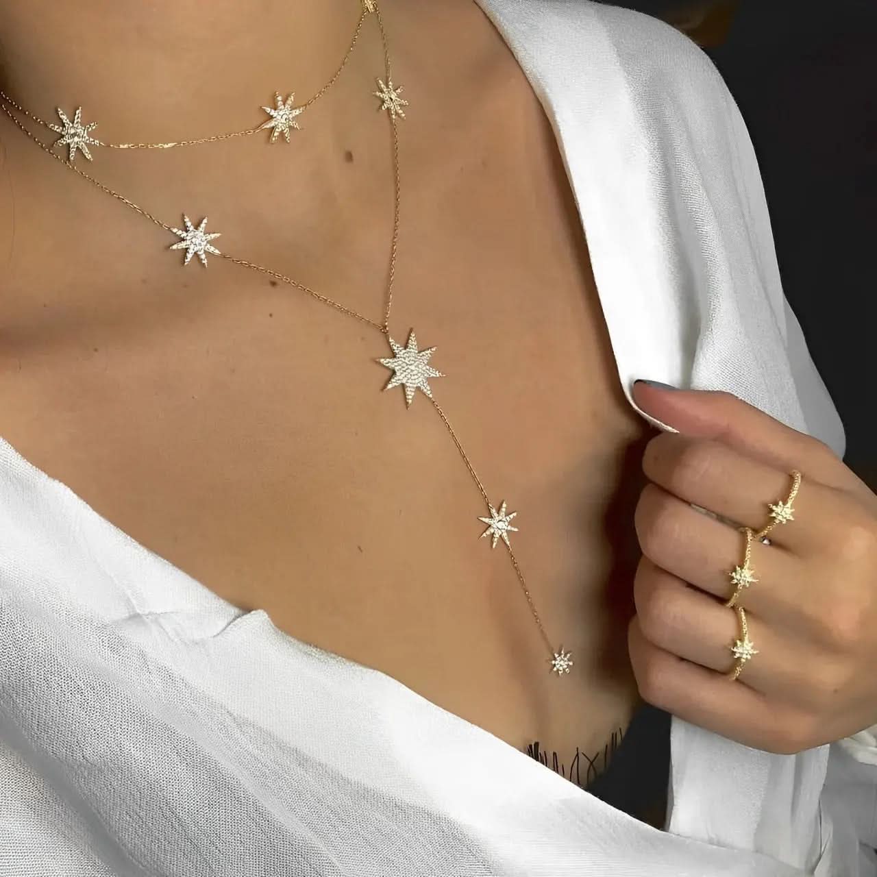 Festive Stars Y Shape Necklace