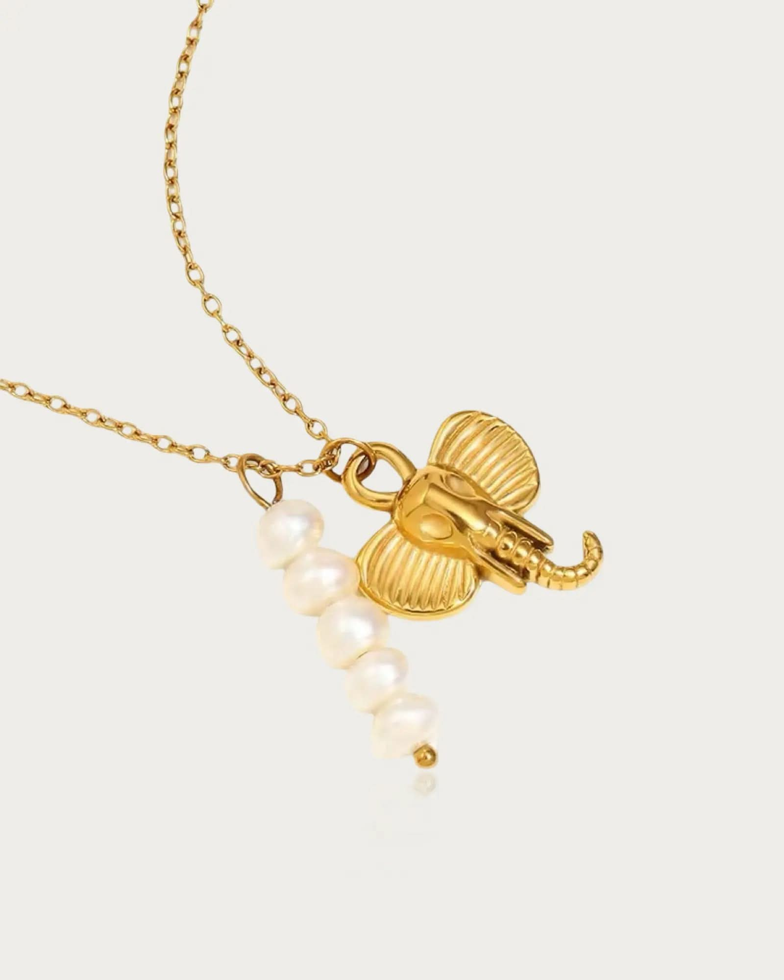 Elephant And Pearls Necklace