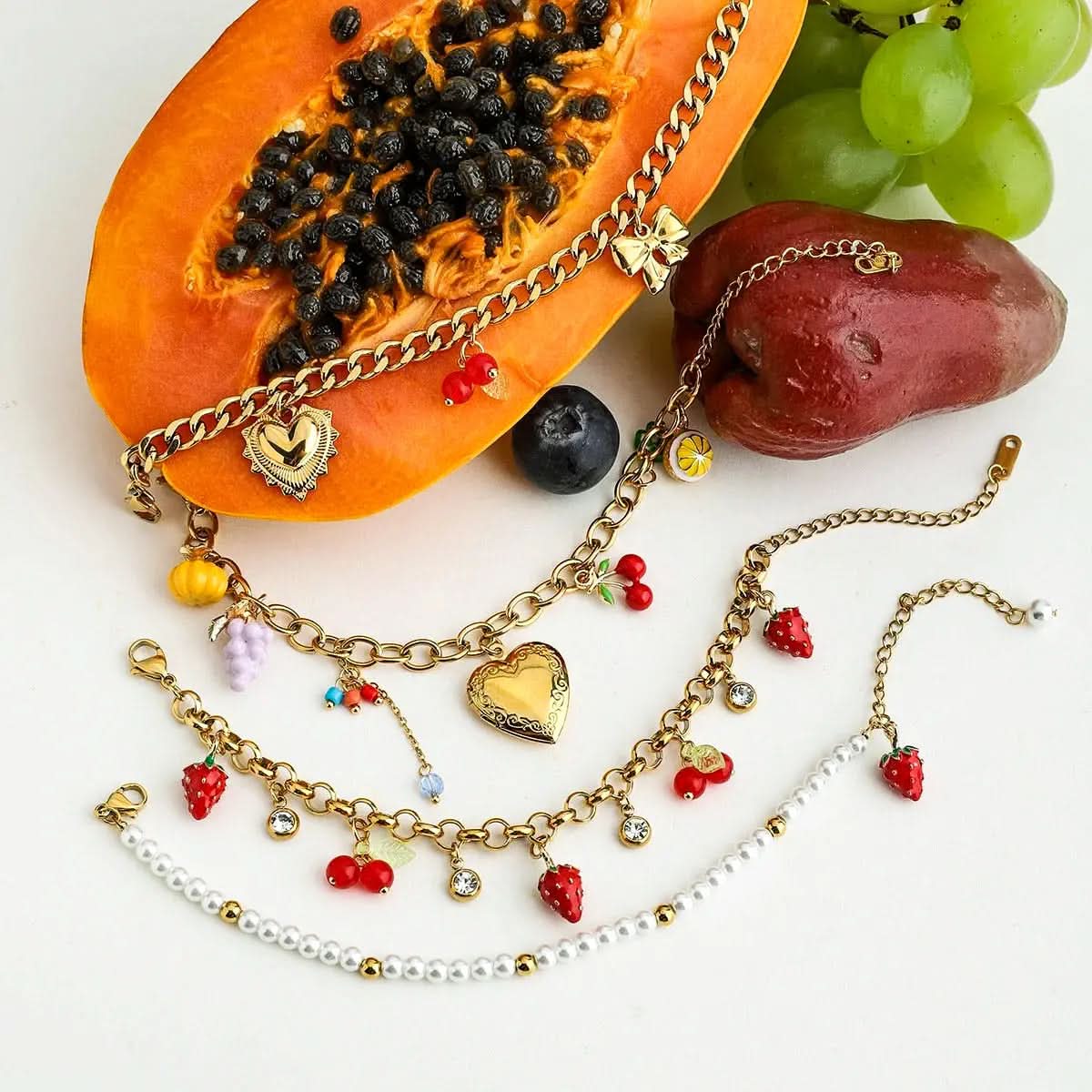 Fruit Locket Heart Bracelet