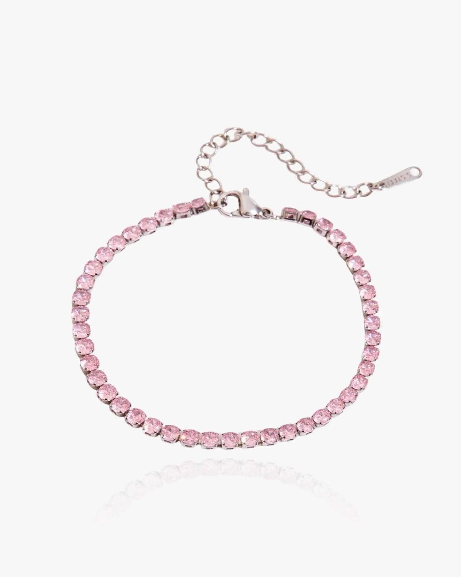 Pink Tennis Bracelet Silver
