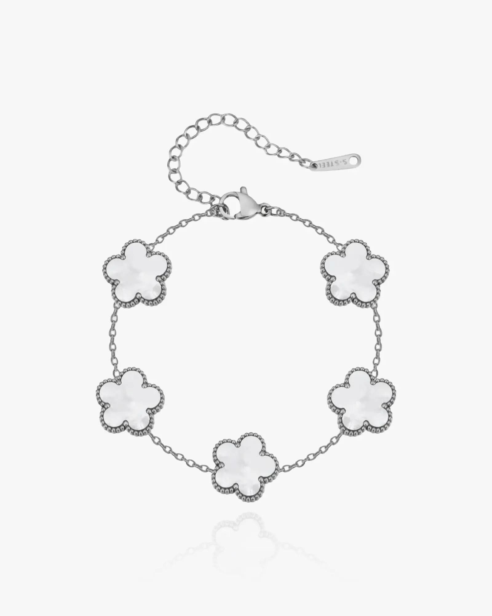 Flower Clover Bracelet White