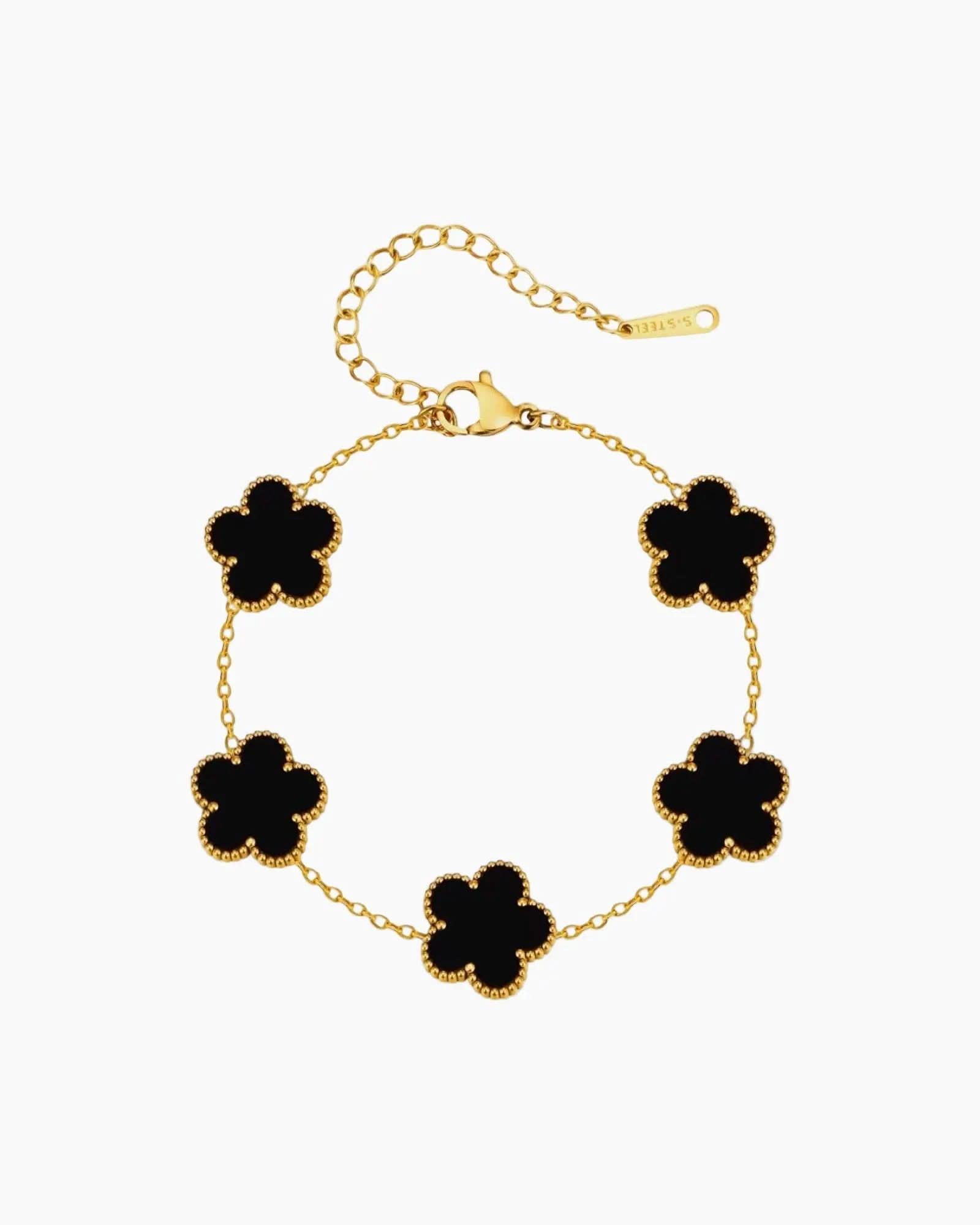 Flower Clover Bracelet Black