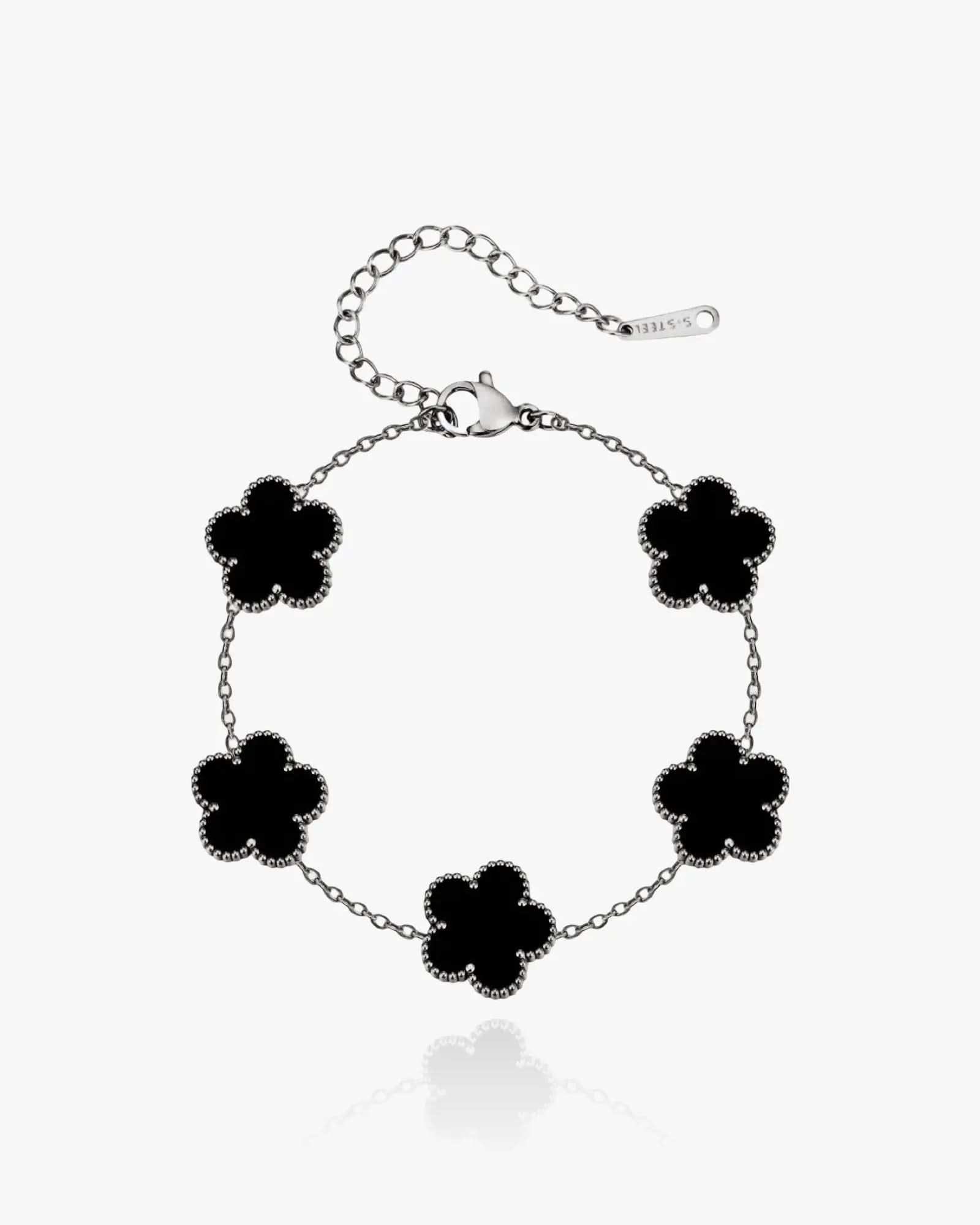 Flower Clover Bracelet Black