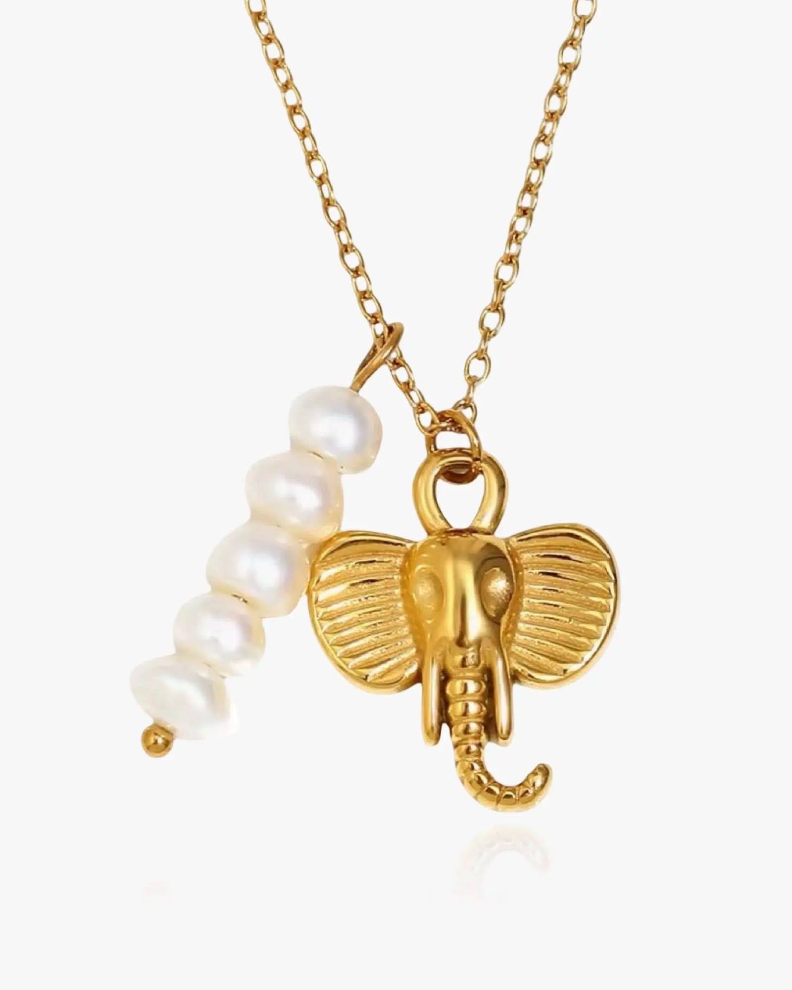 Elephant And Pearls Necklace