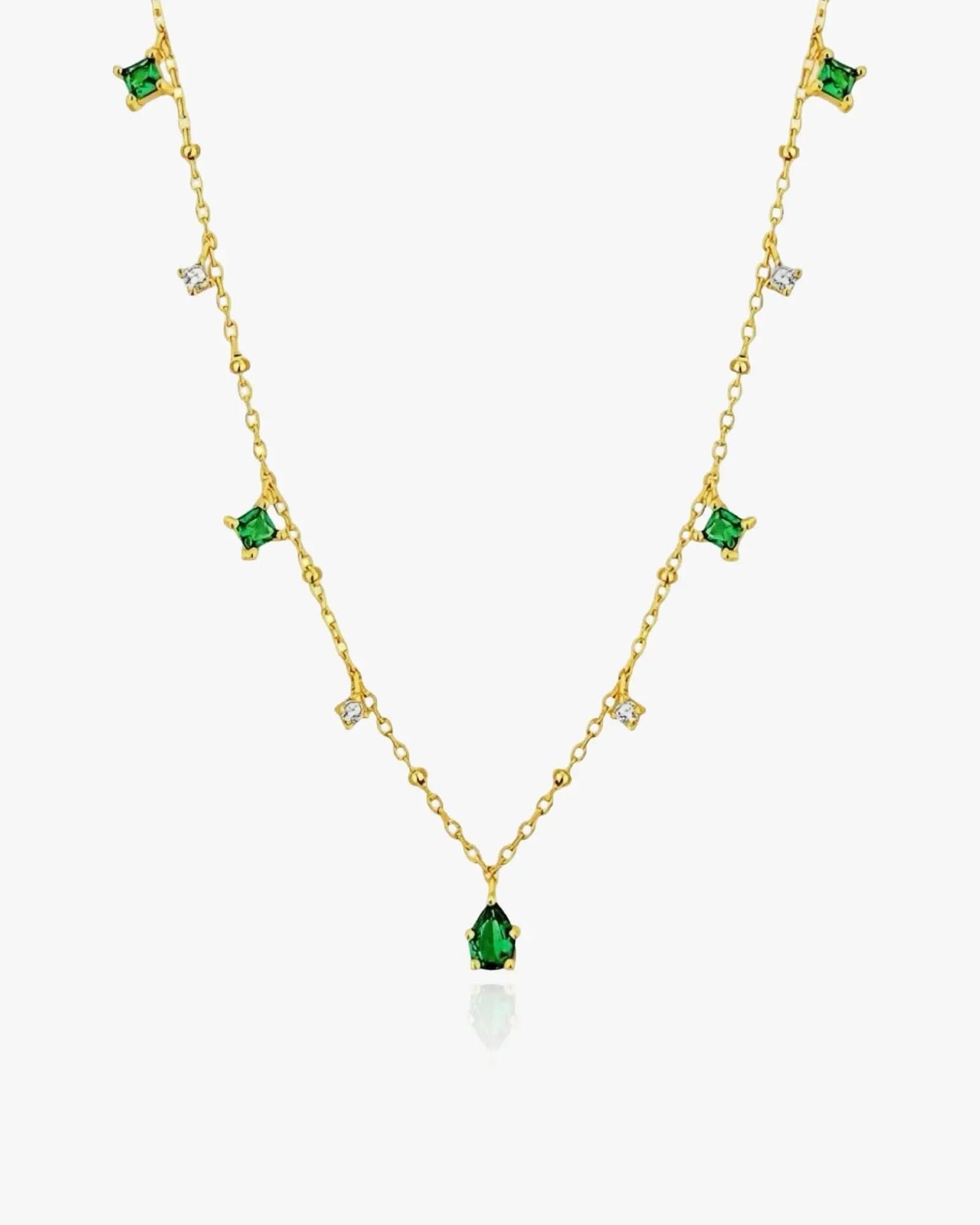 Dainty Emerald Necklace Sterling Silver