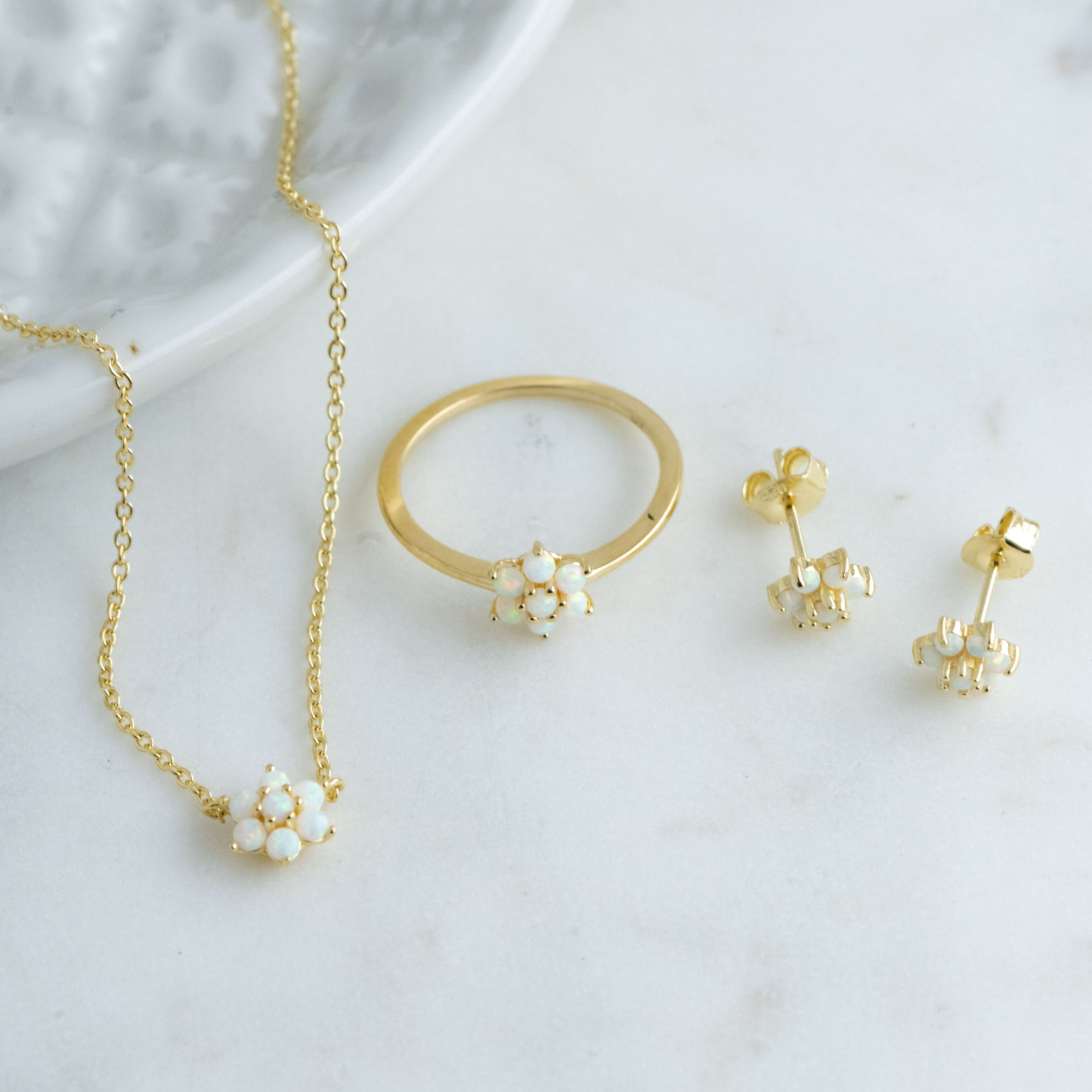 Opal Flower Necklace