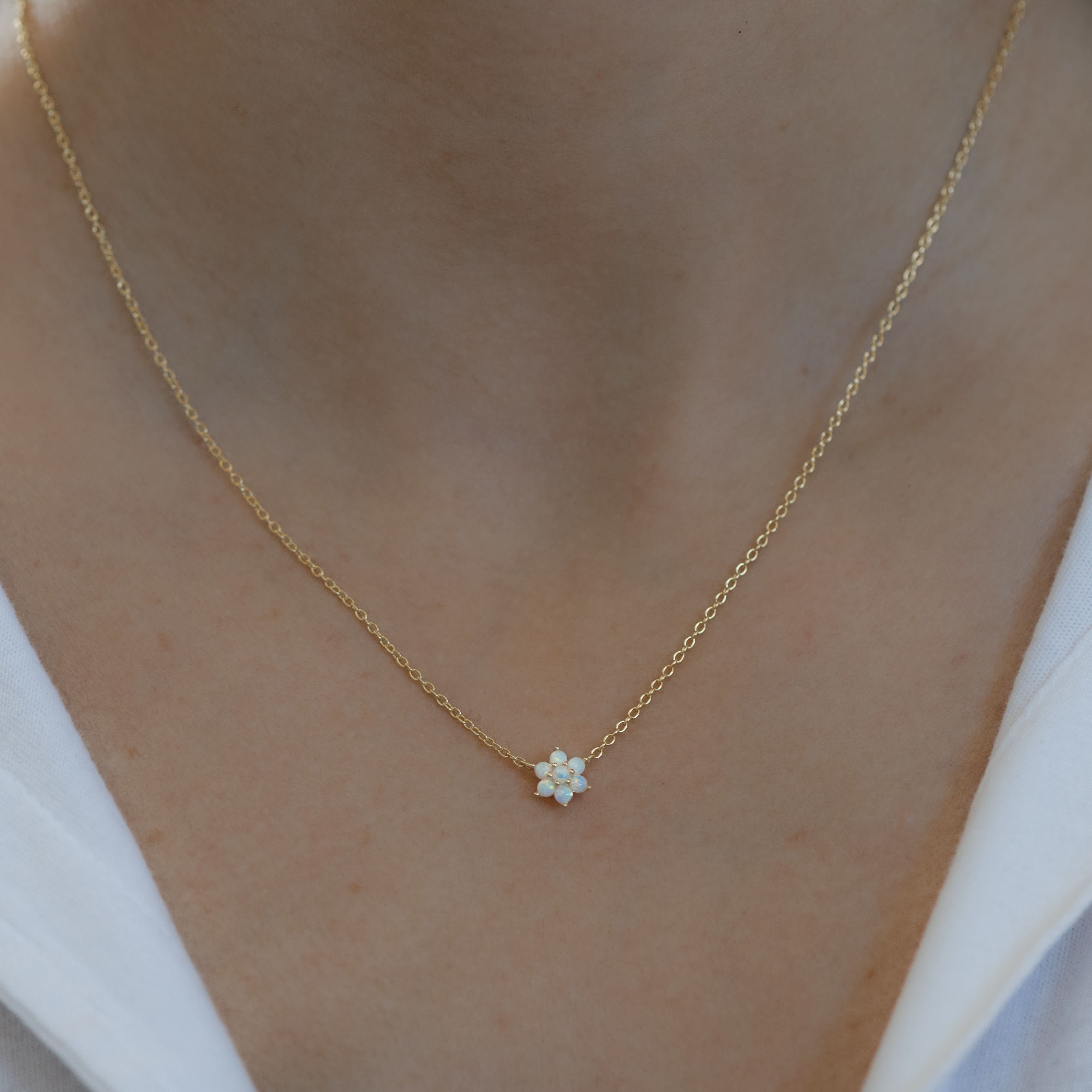Opal Flower Necklace