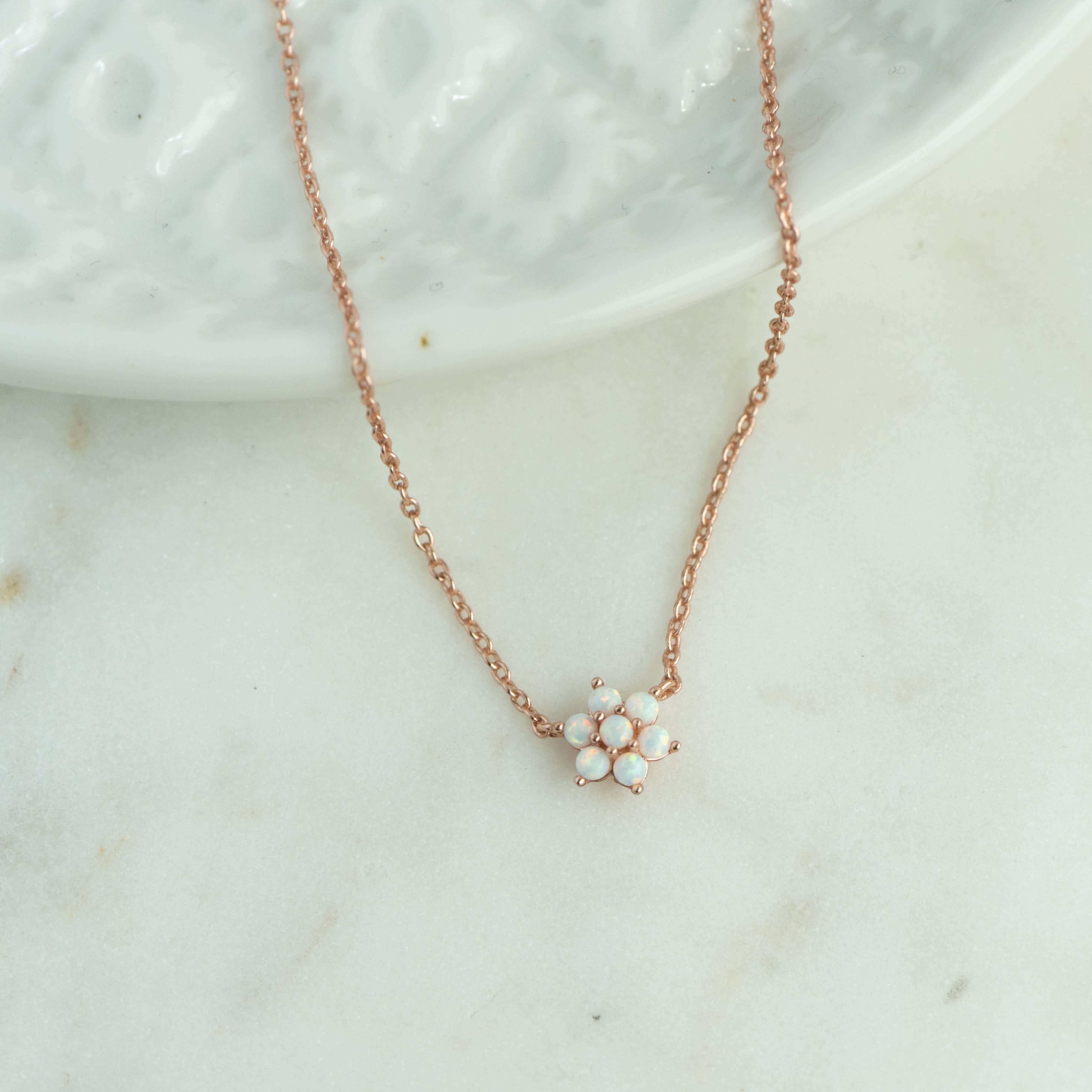 Opal Flower Necklace