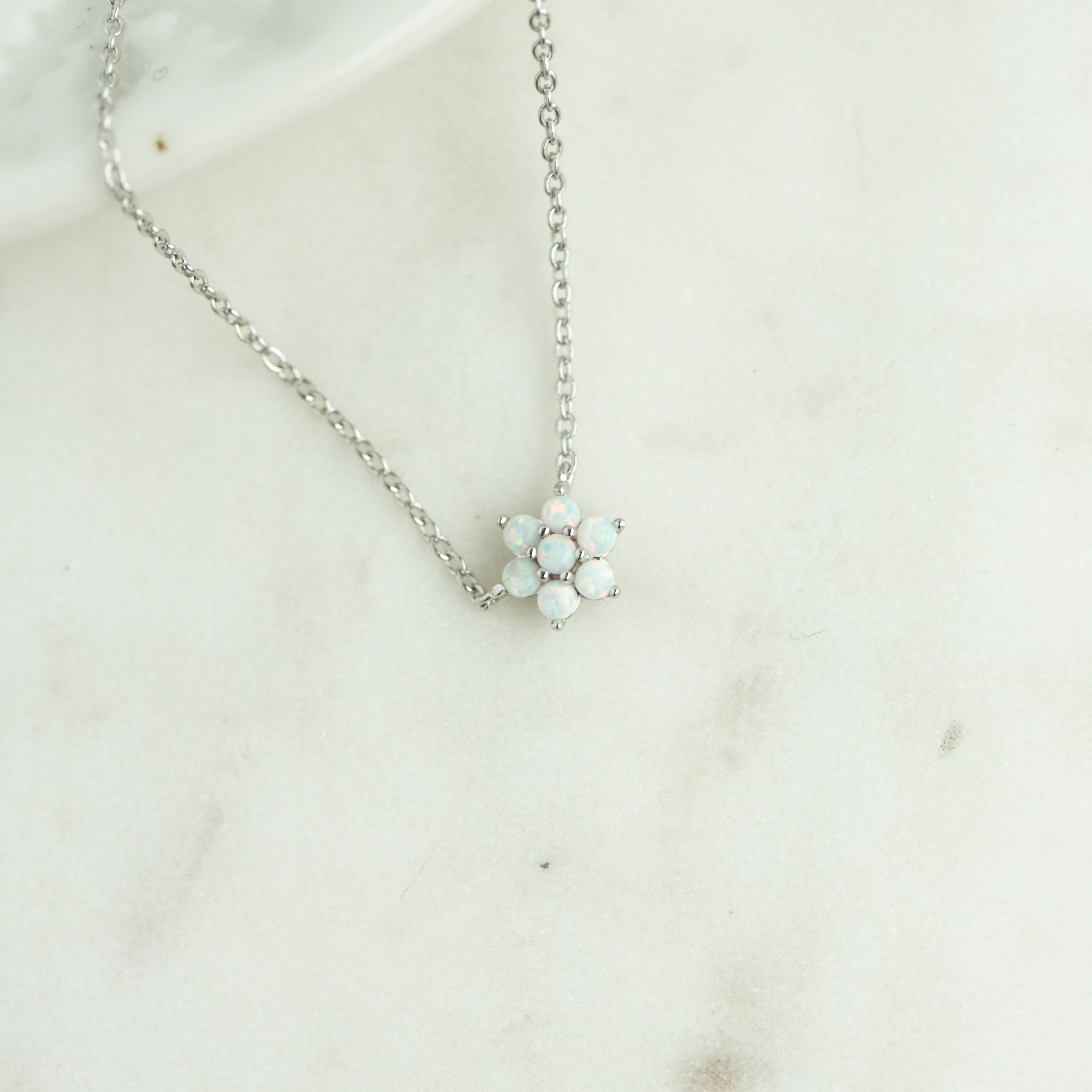 Opal Flower Necklace