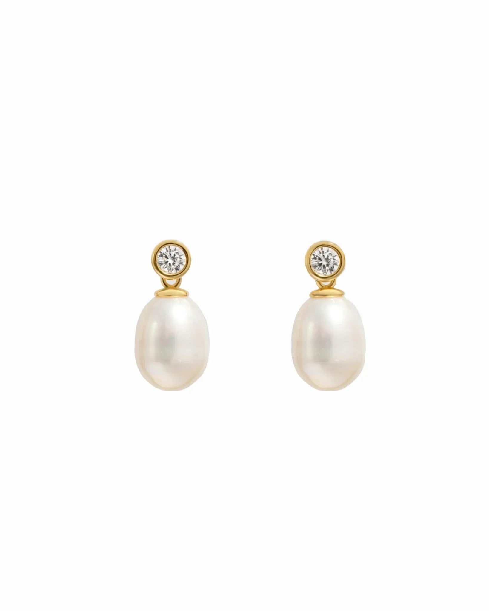 Bezel & Pearl Drop Earrings