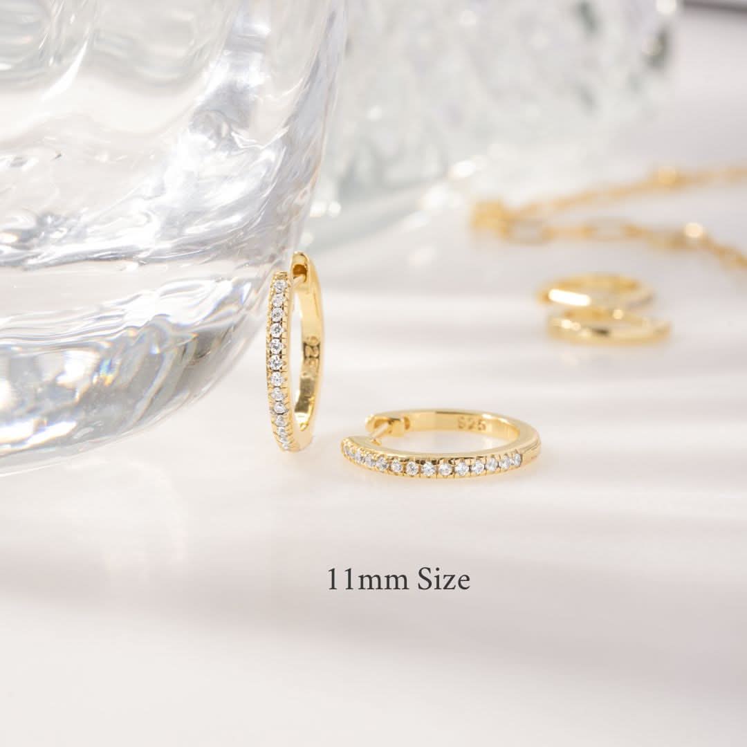 Pavé Huggie Earrings (Two Sizes Available)