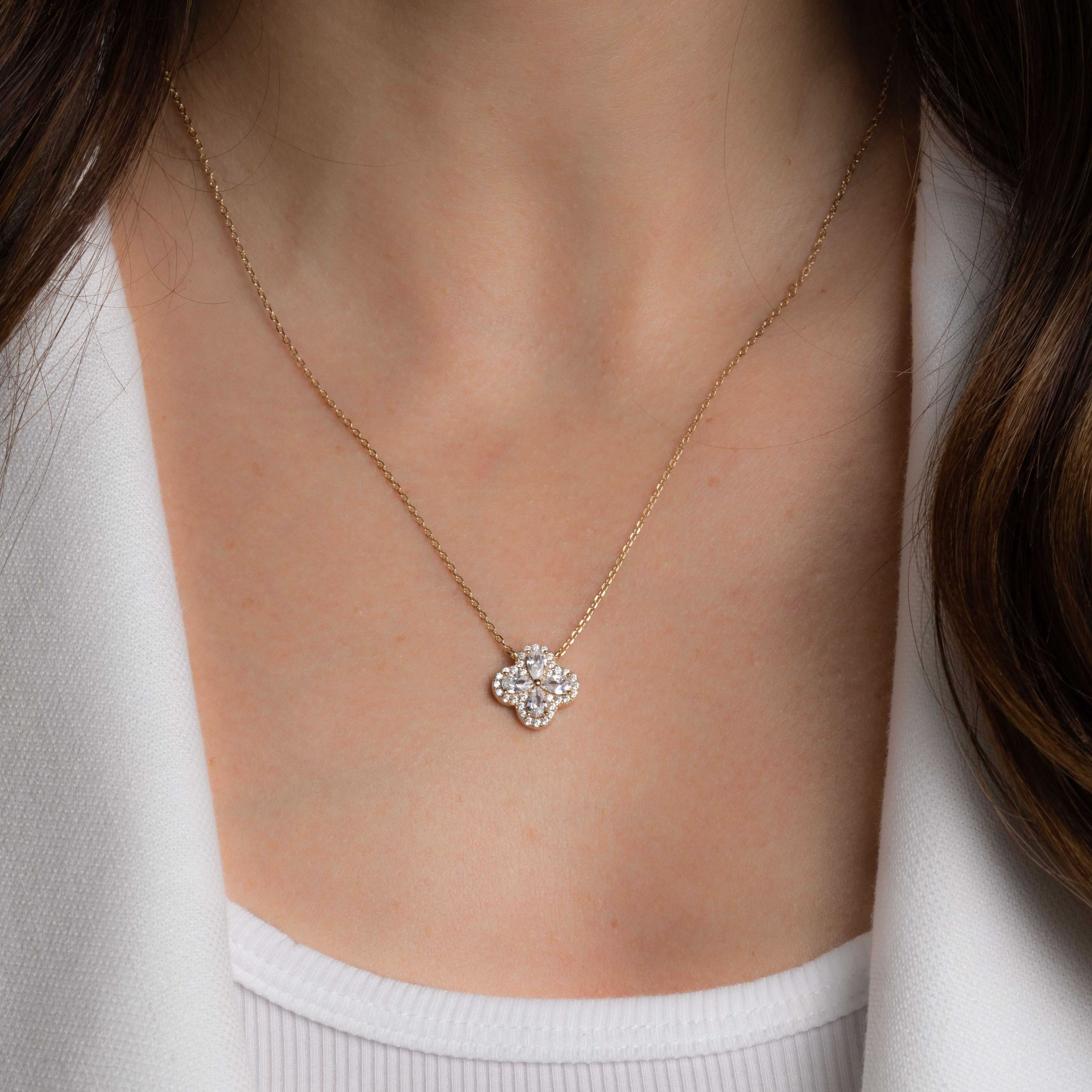 Pear Four Leaf Clover Necklace