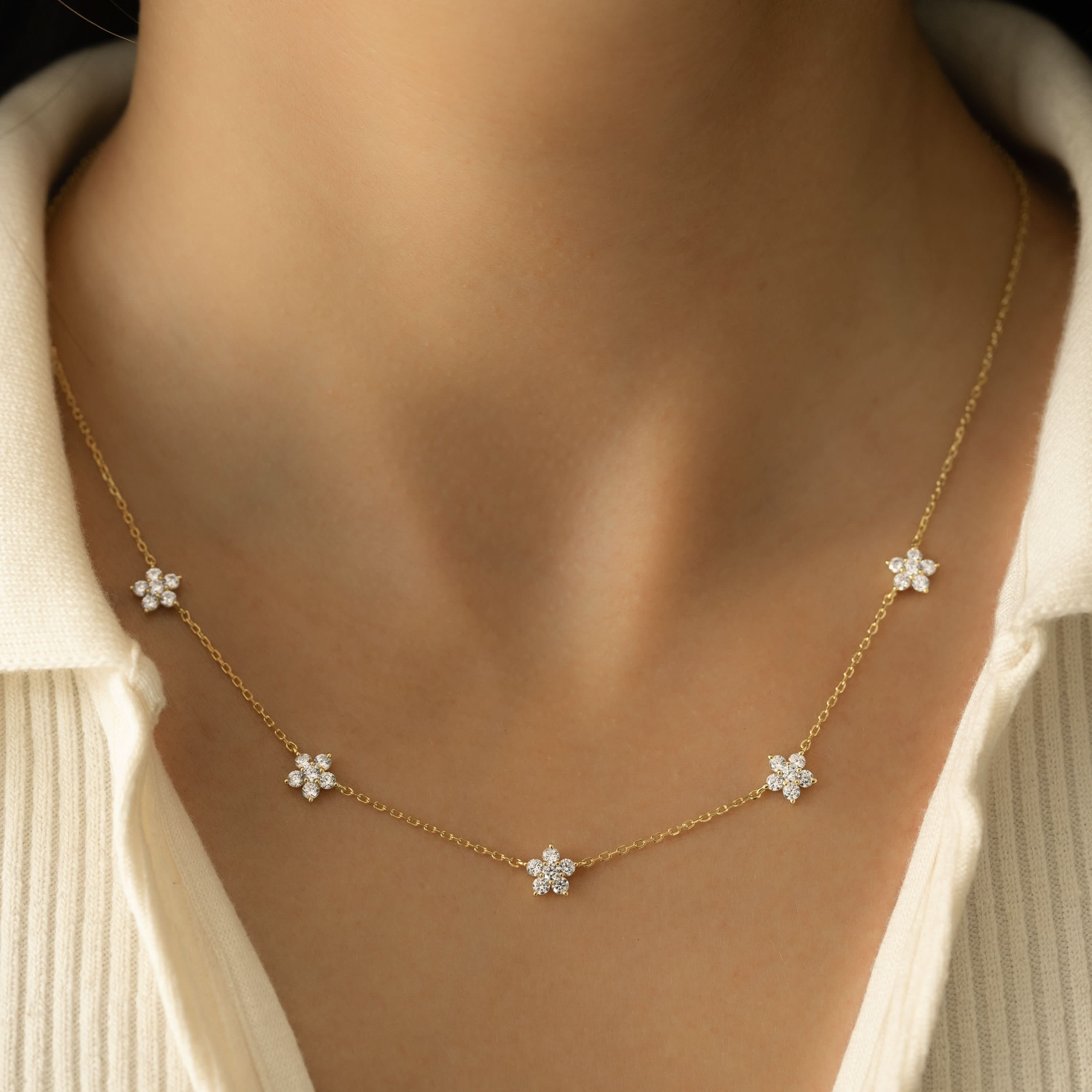 Diamond Flower Necklace