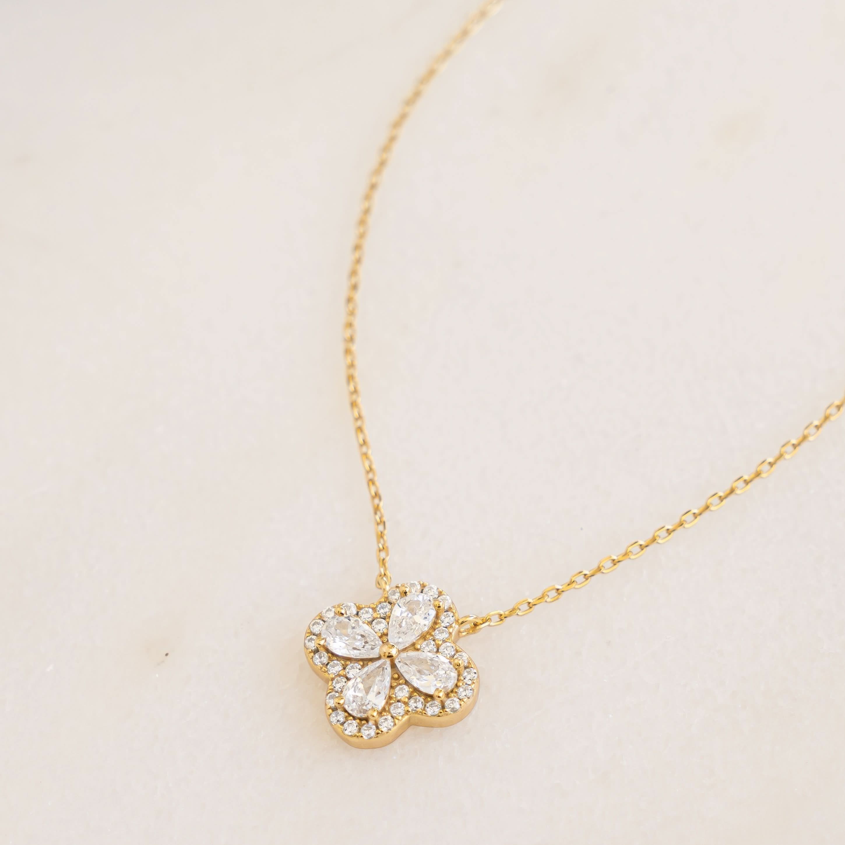 Pear Four Leaf Clover Necklace