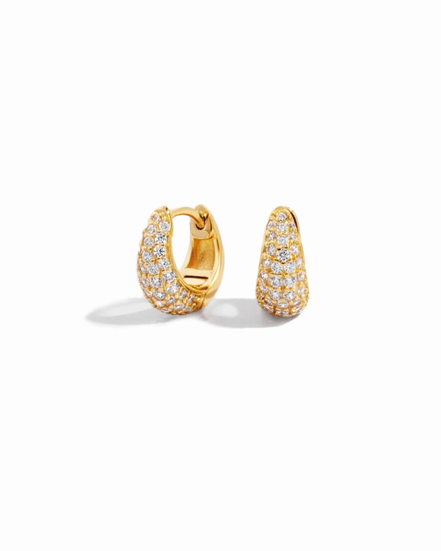 10mm Pave Basket Huggies