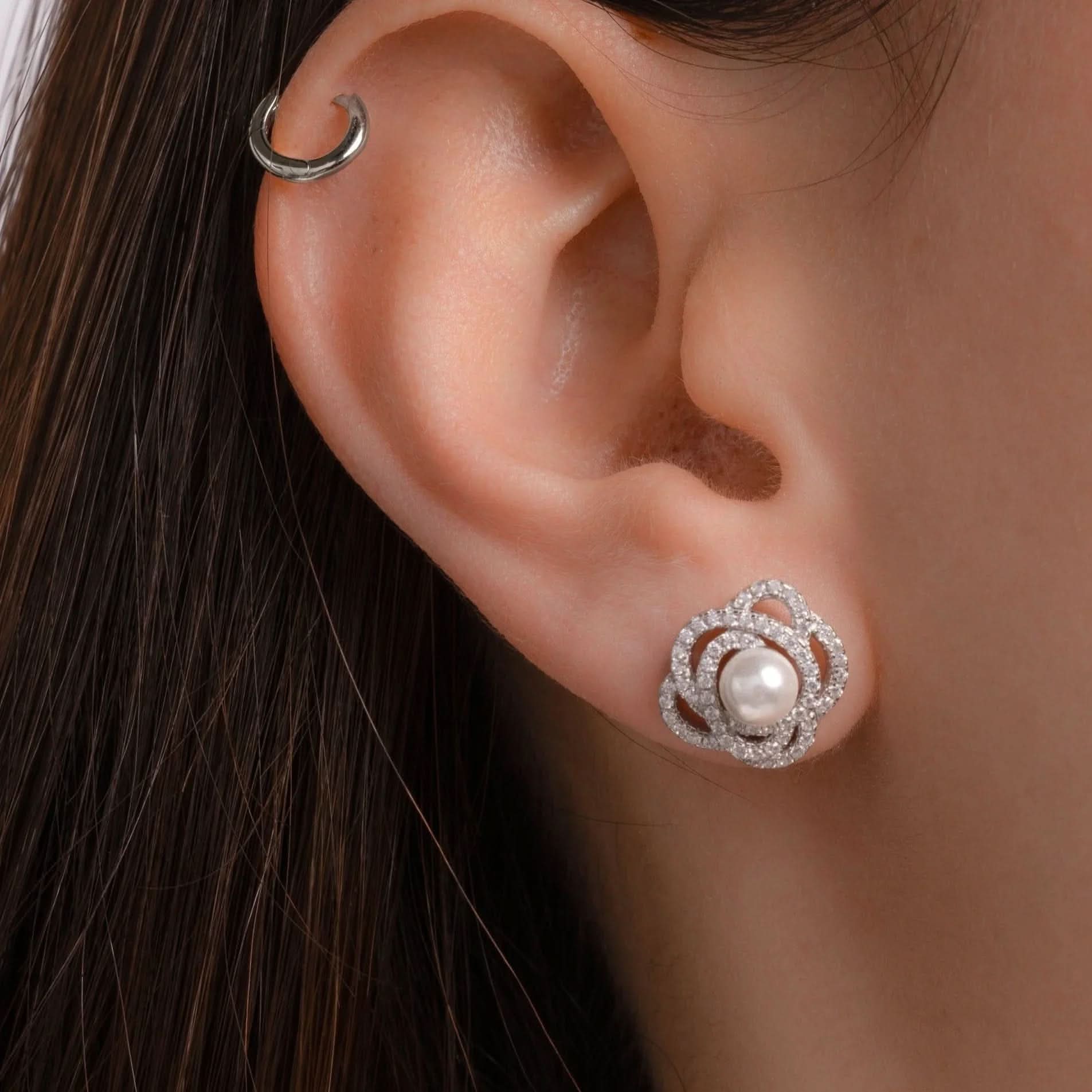 Pearl Flower Statement Studs