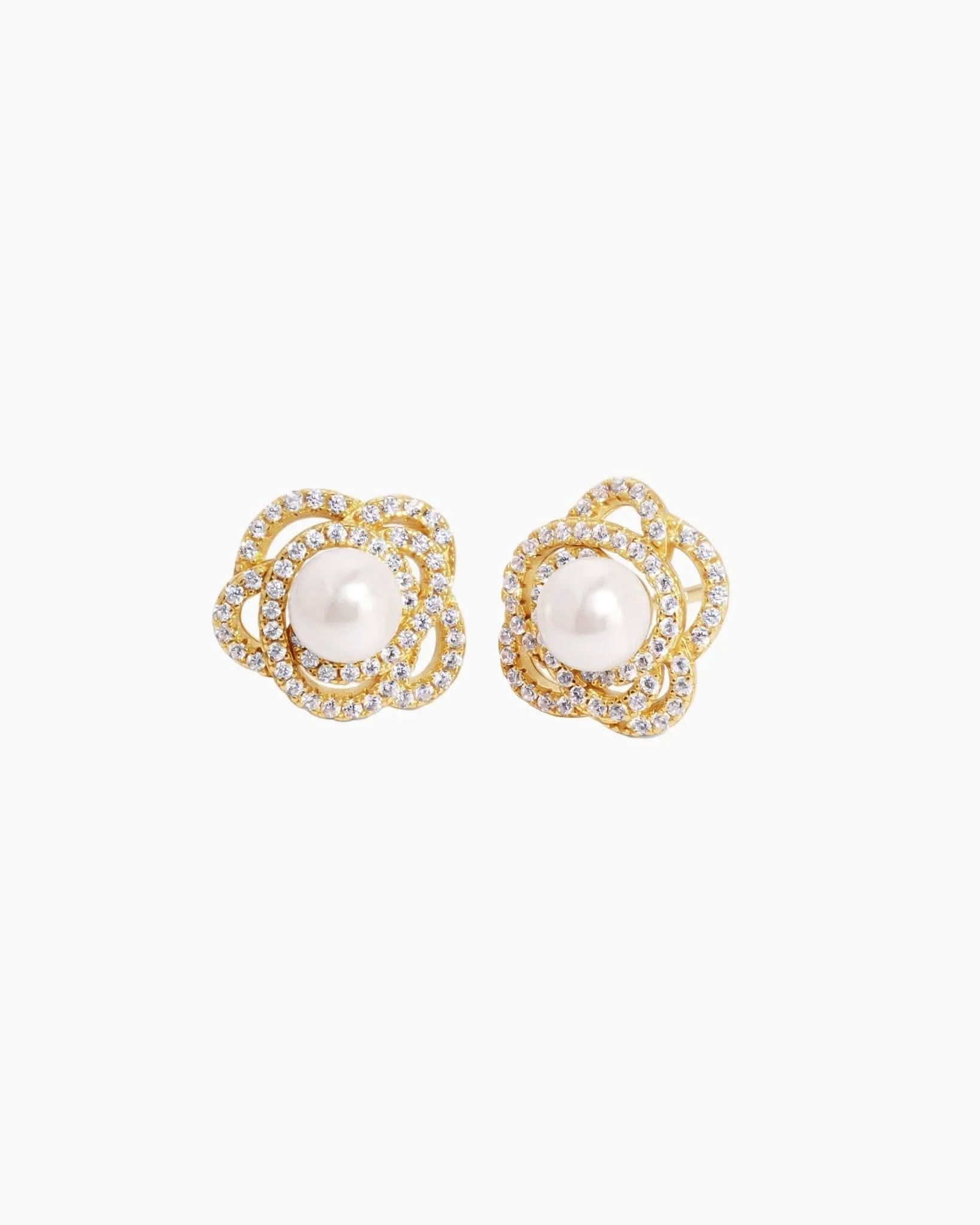 Pearl Flower Statement Studs