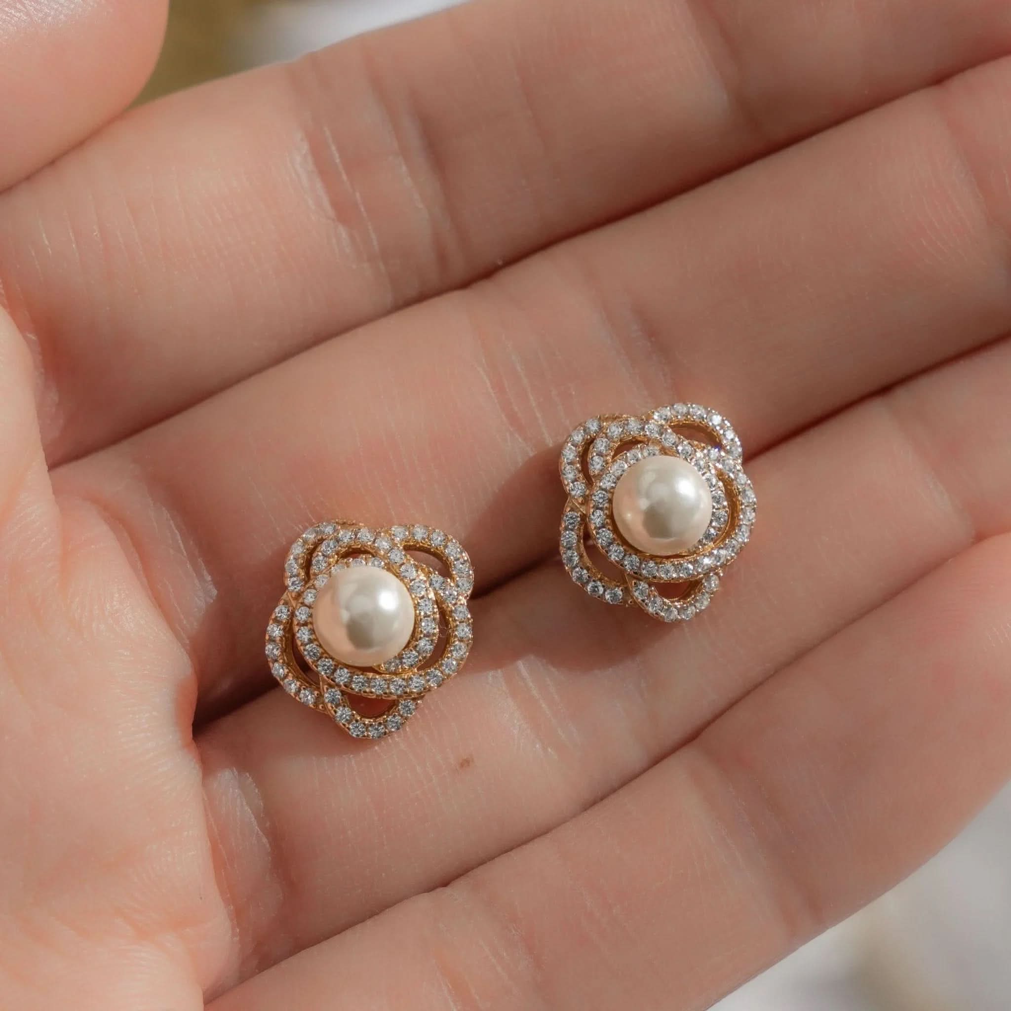 Pearl Flower Statement Studs