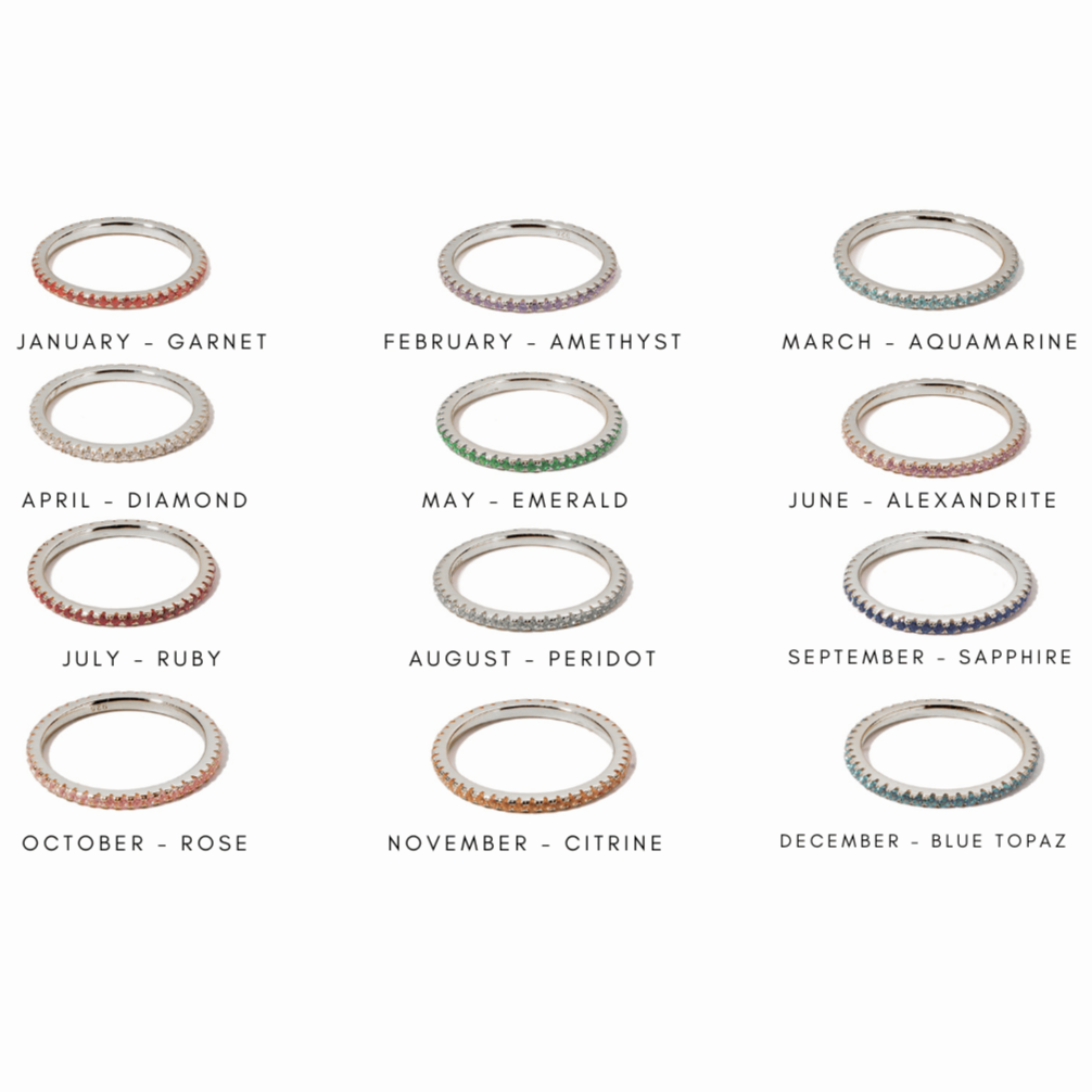 Silver Eternity Birthstone Rings
