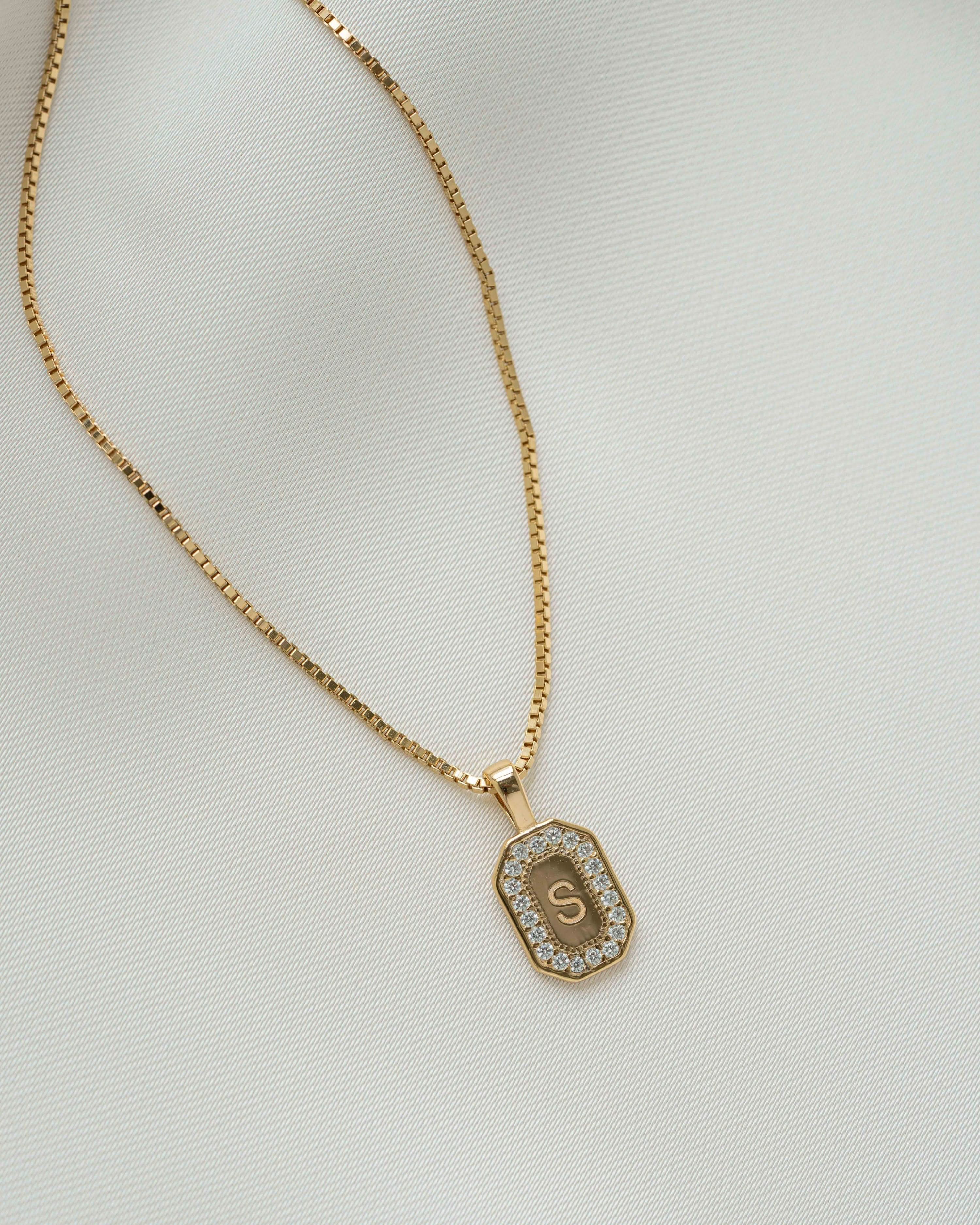 Custom Initial Studded Pendant Necklace