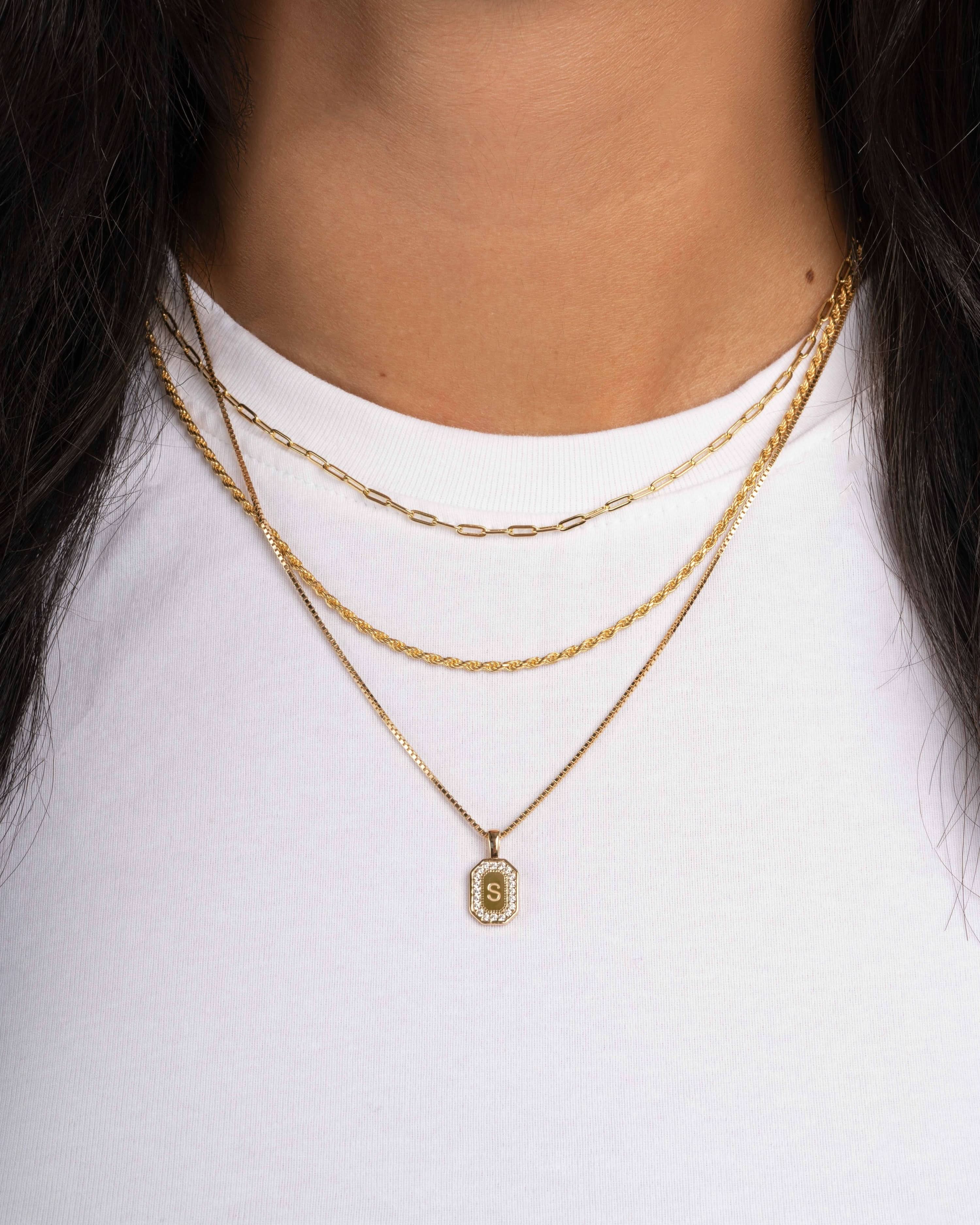 Custom Initial Studded Pendant Necklace