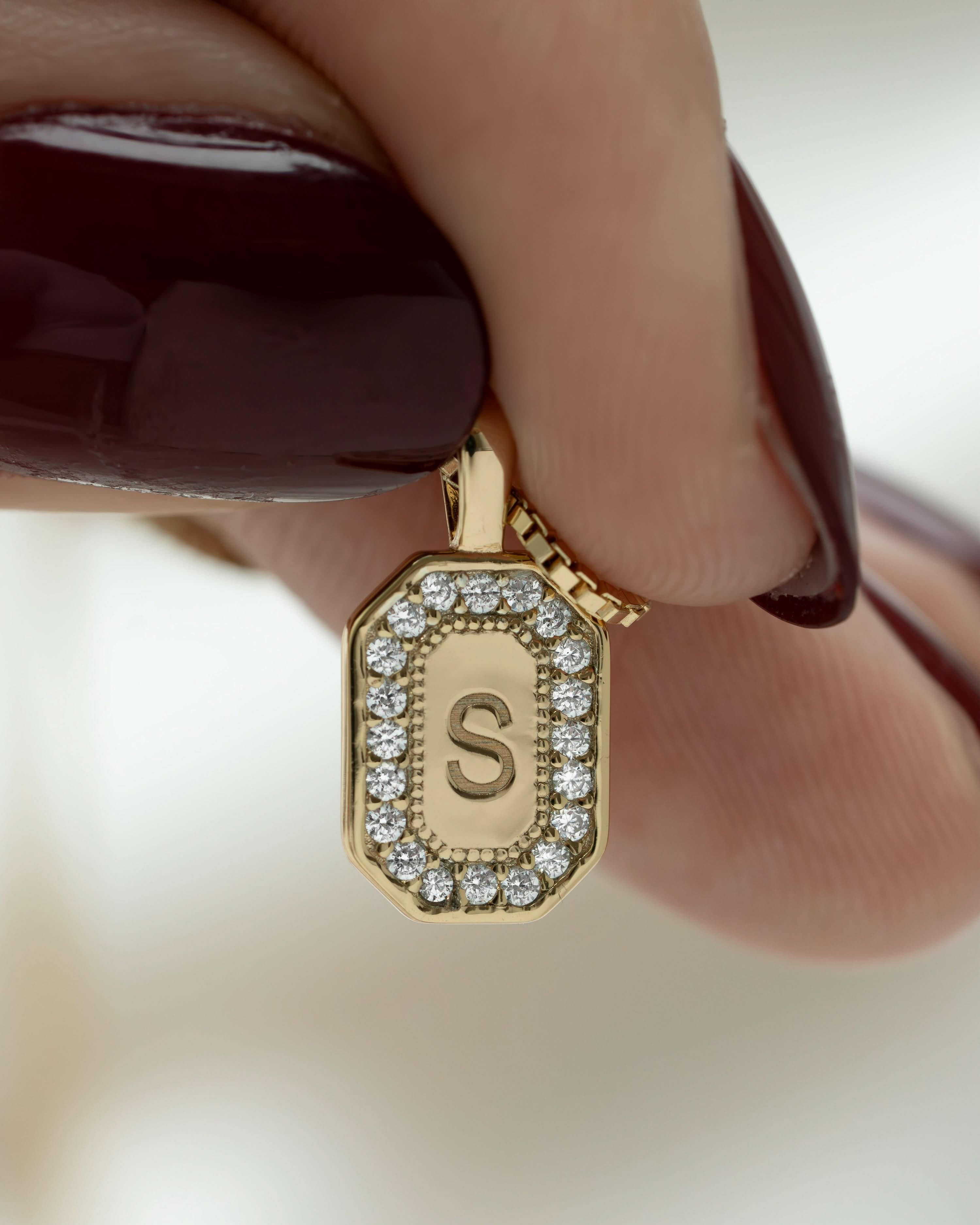 Custom Initial Studded Pendant Necklace