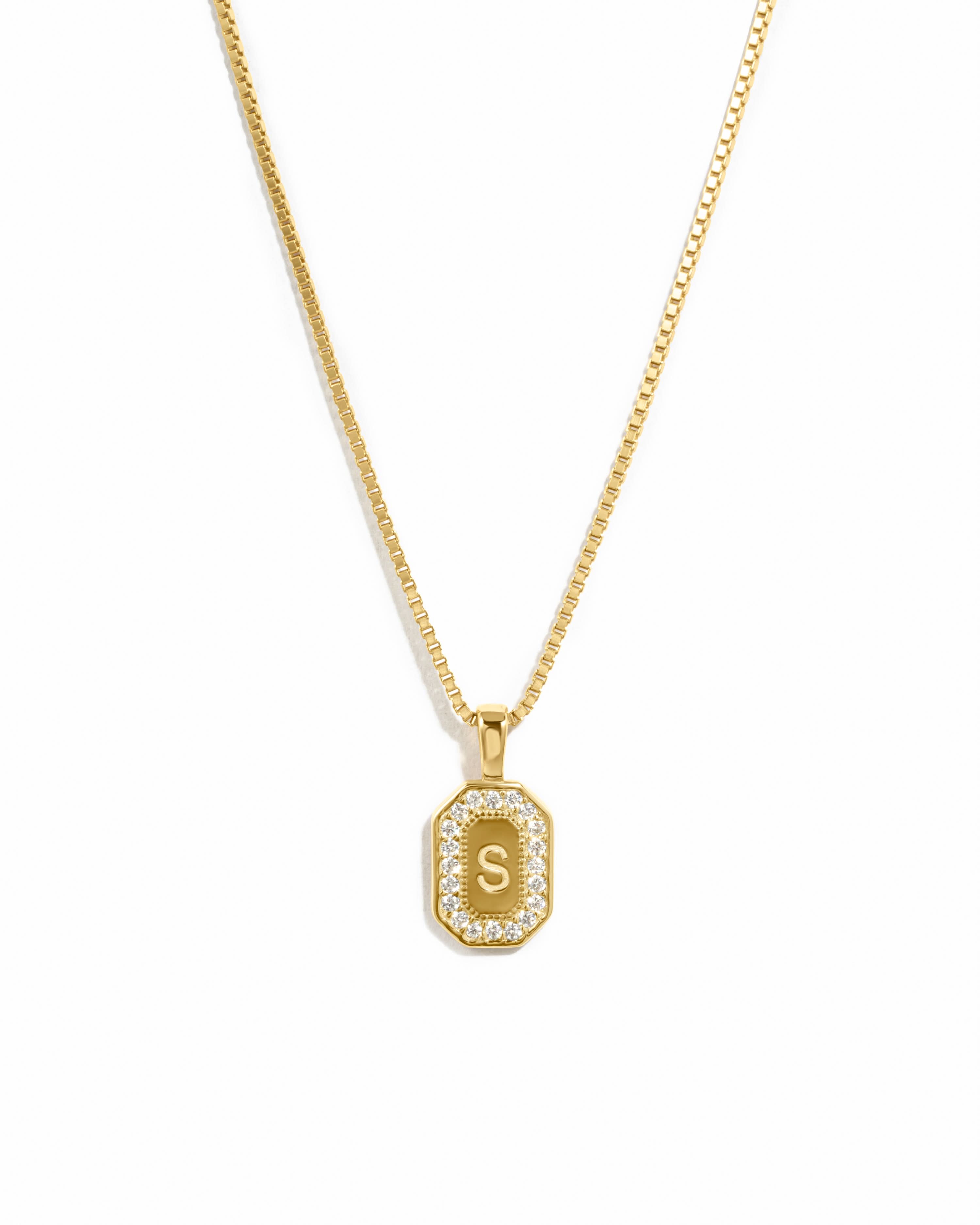 Custom Initial Studded Pendant Necklace