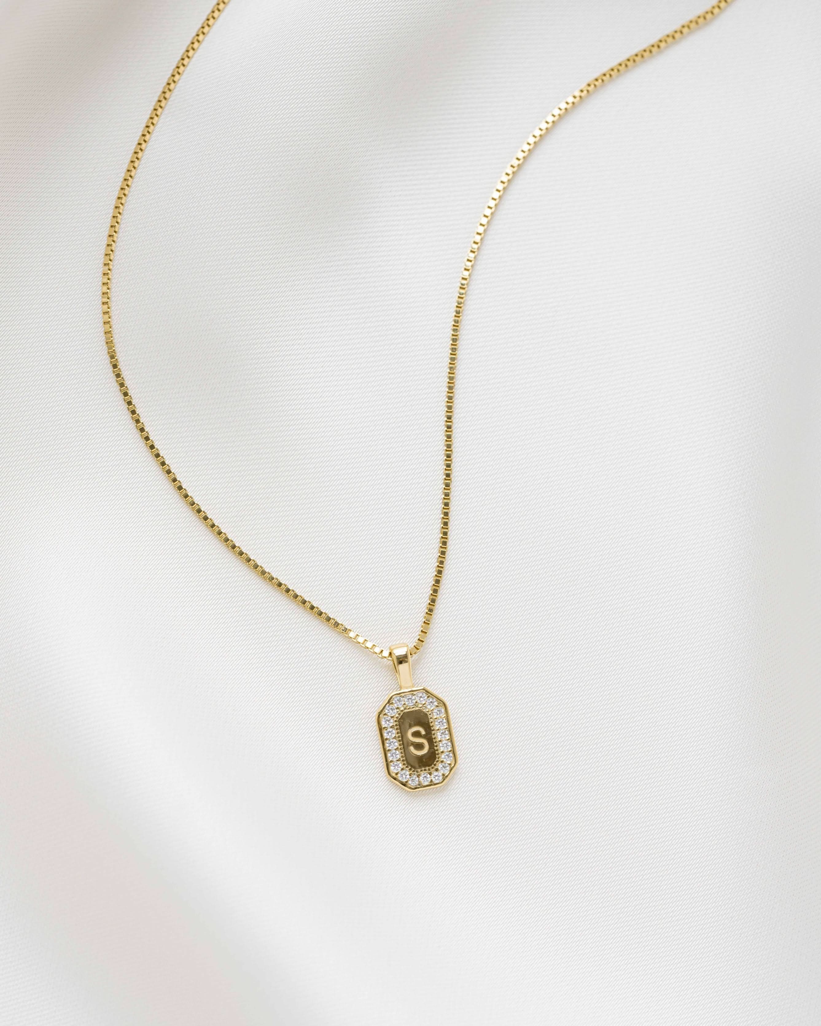 Custom Initial Studded Pendant Necklace