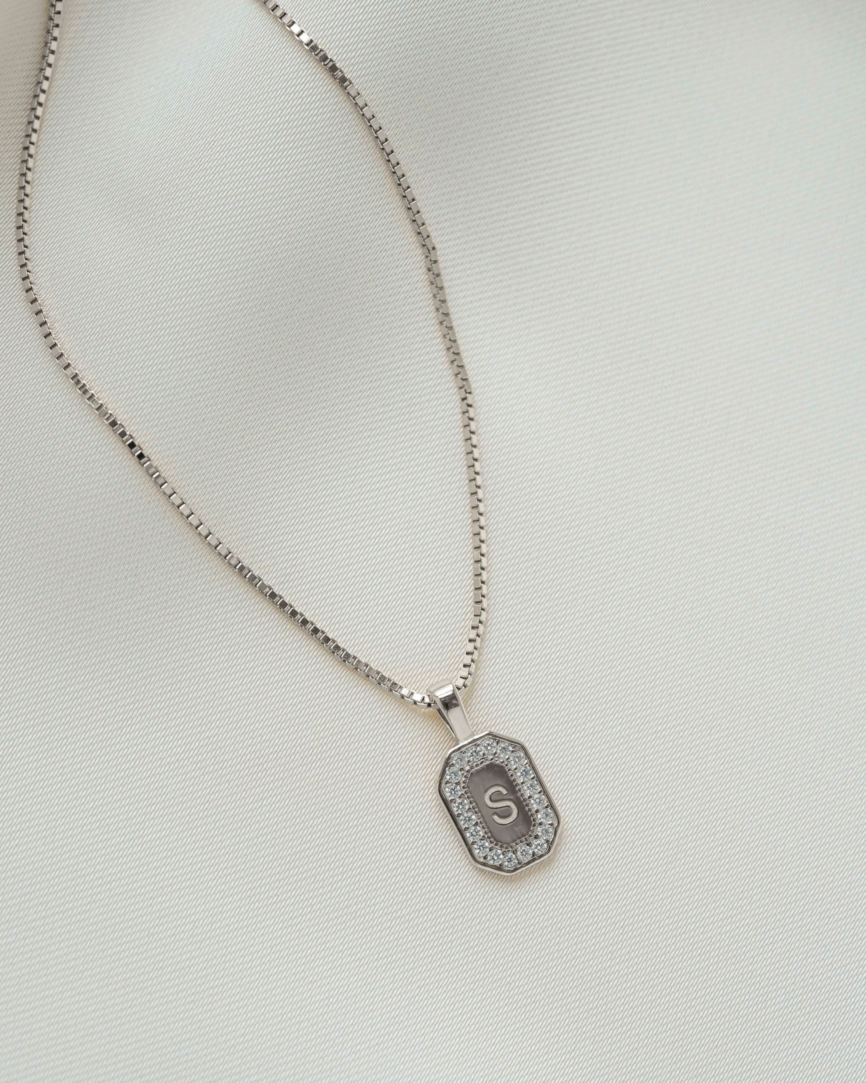 Custom Initial Studded Pendant Necklace