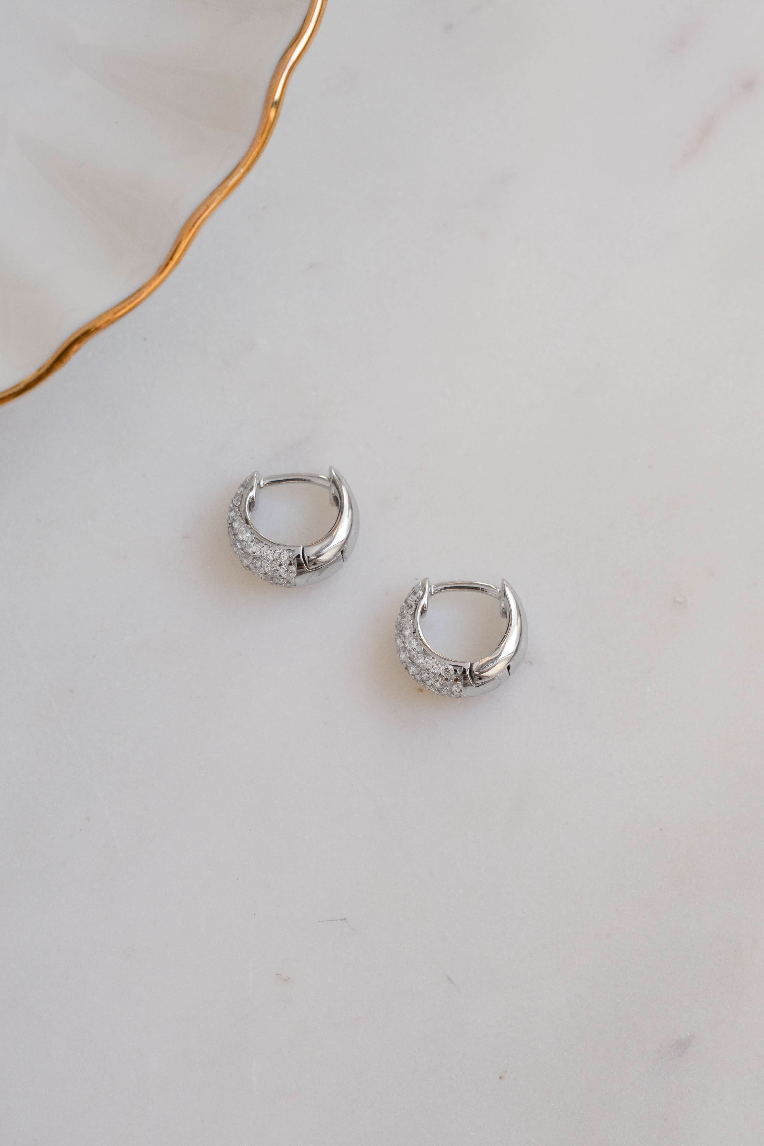 10mm Pave Basket Huggies