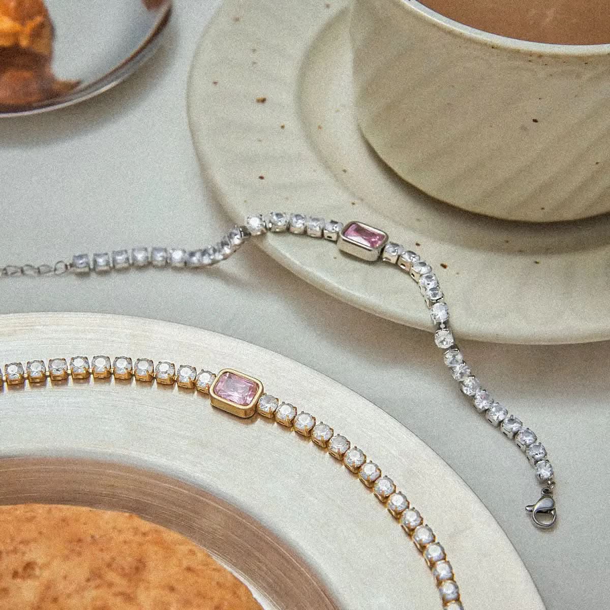 Pink Gemstone Tennis Bracelet