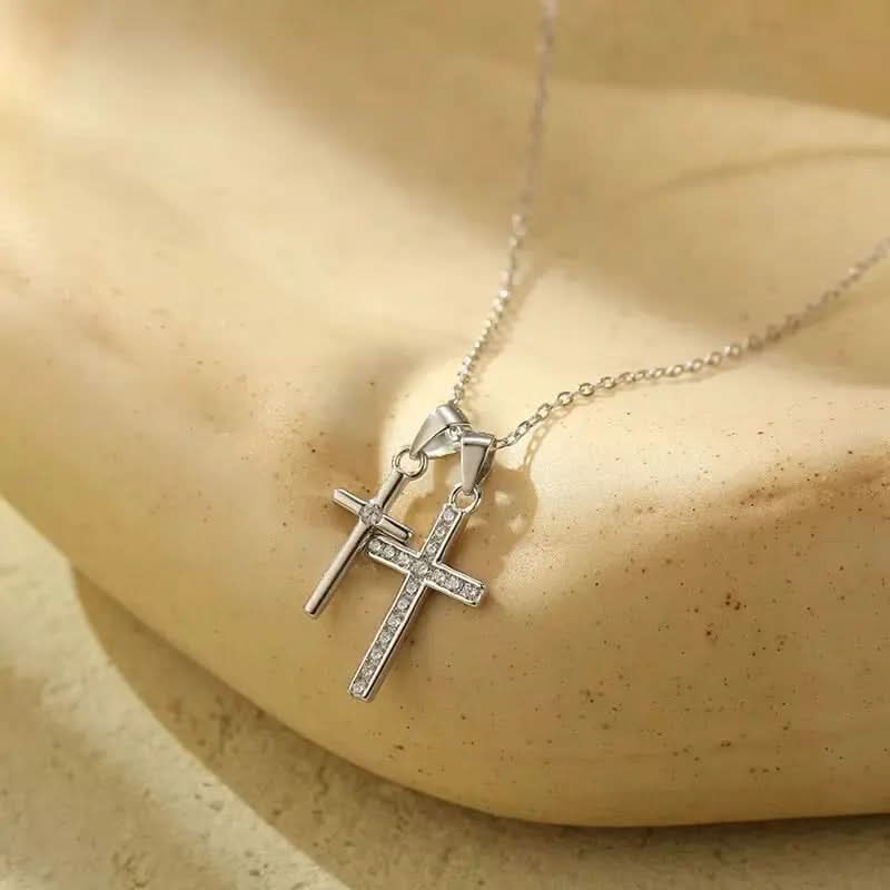 Dainty Double Cross Necklace