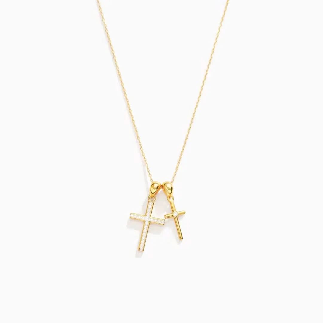 Dainty Double Cross Necklace