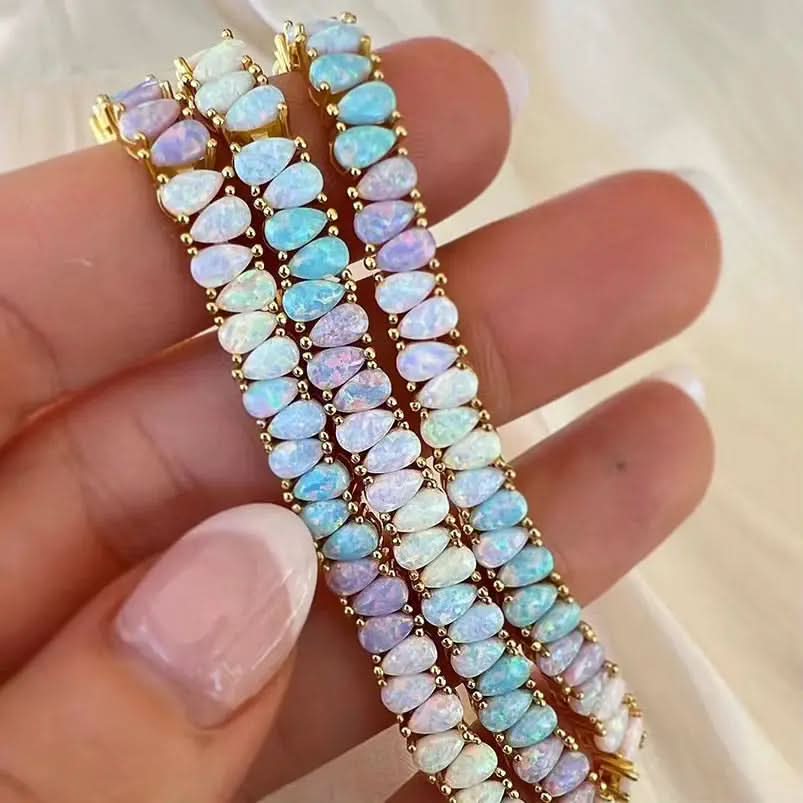 Pastel Opal Bracelet Sterling Silver