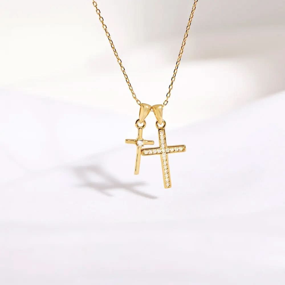Dainty Double Cross Necklace