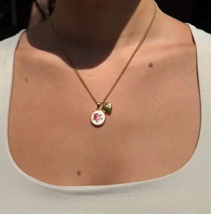 Porcelain Rose Necklace - Hand-Painted