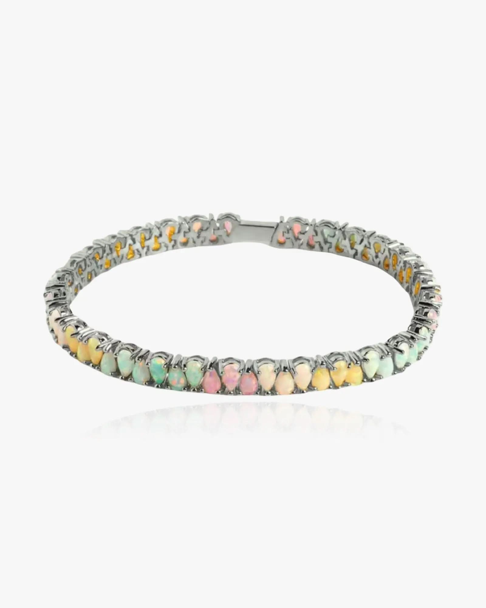 Pastel Opal Bracelet Sterling Silver