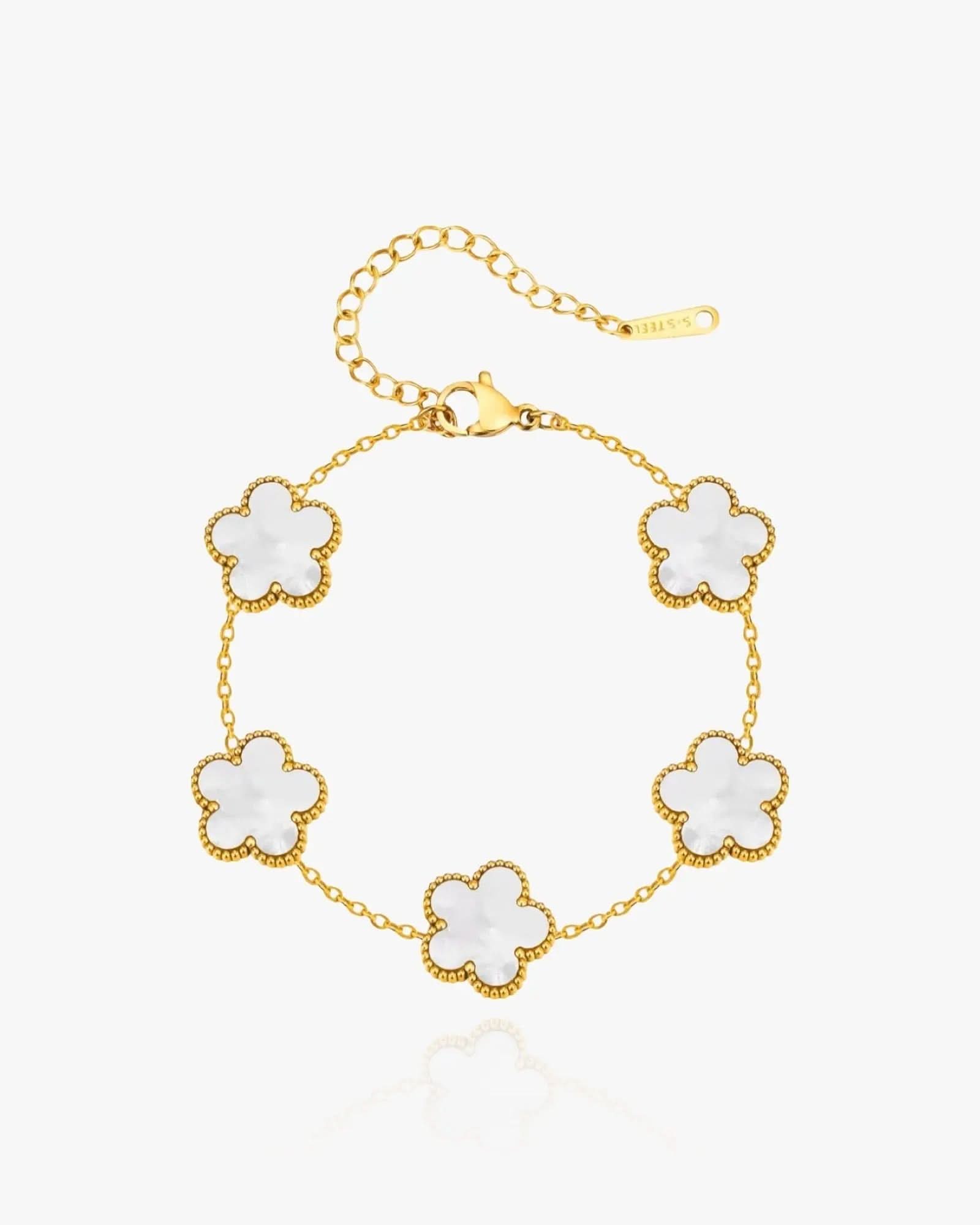 Flower Clover Bracelet White