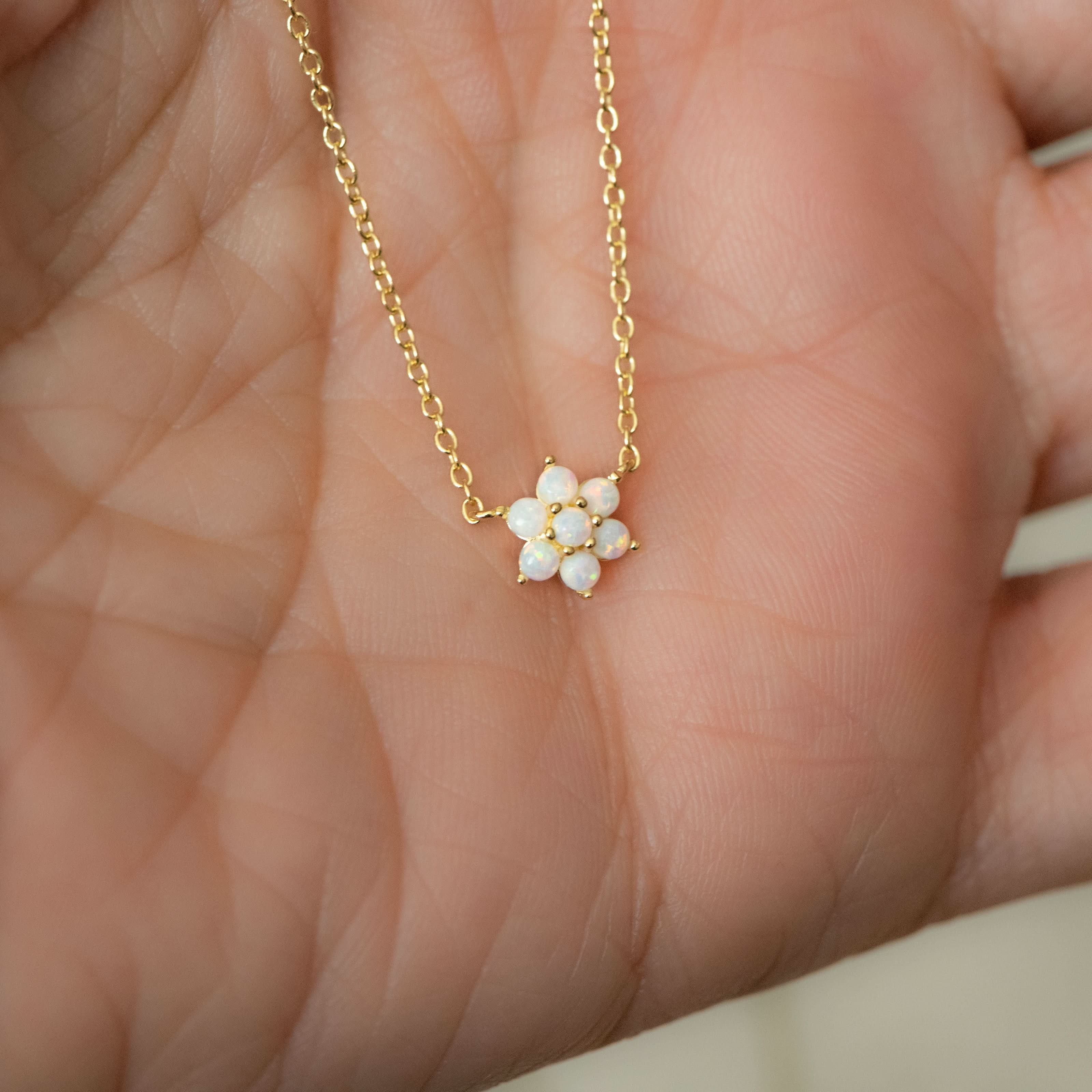 Opal Flower Necklace