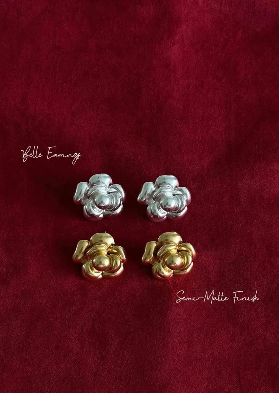 Elen Earrings – Gold Floral Studs