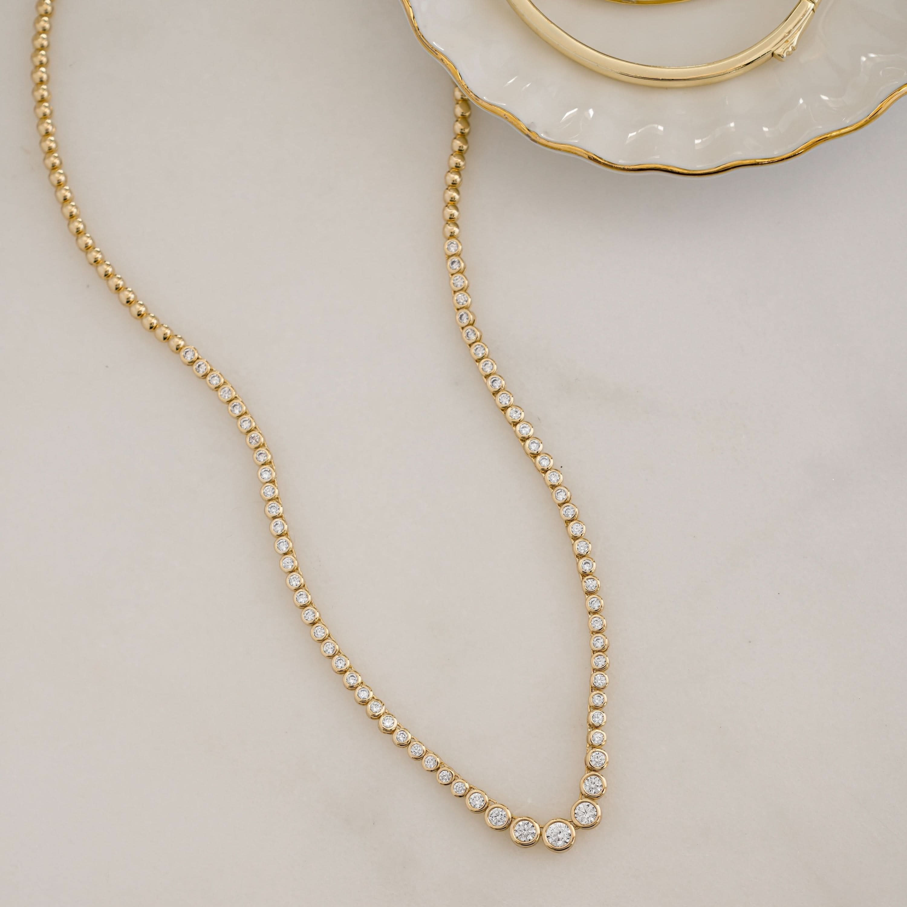 Gradient Bezel Tennis Necklace