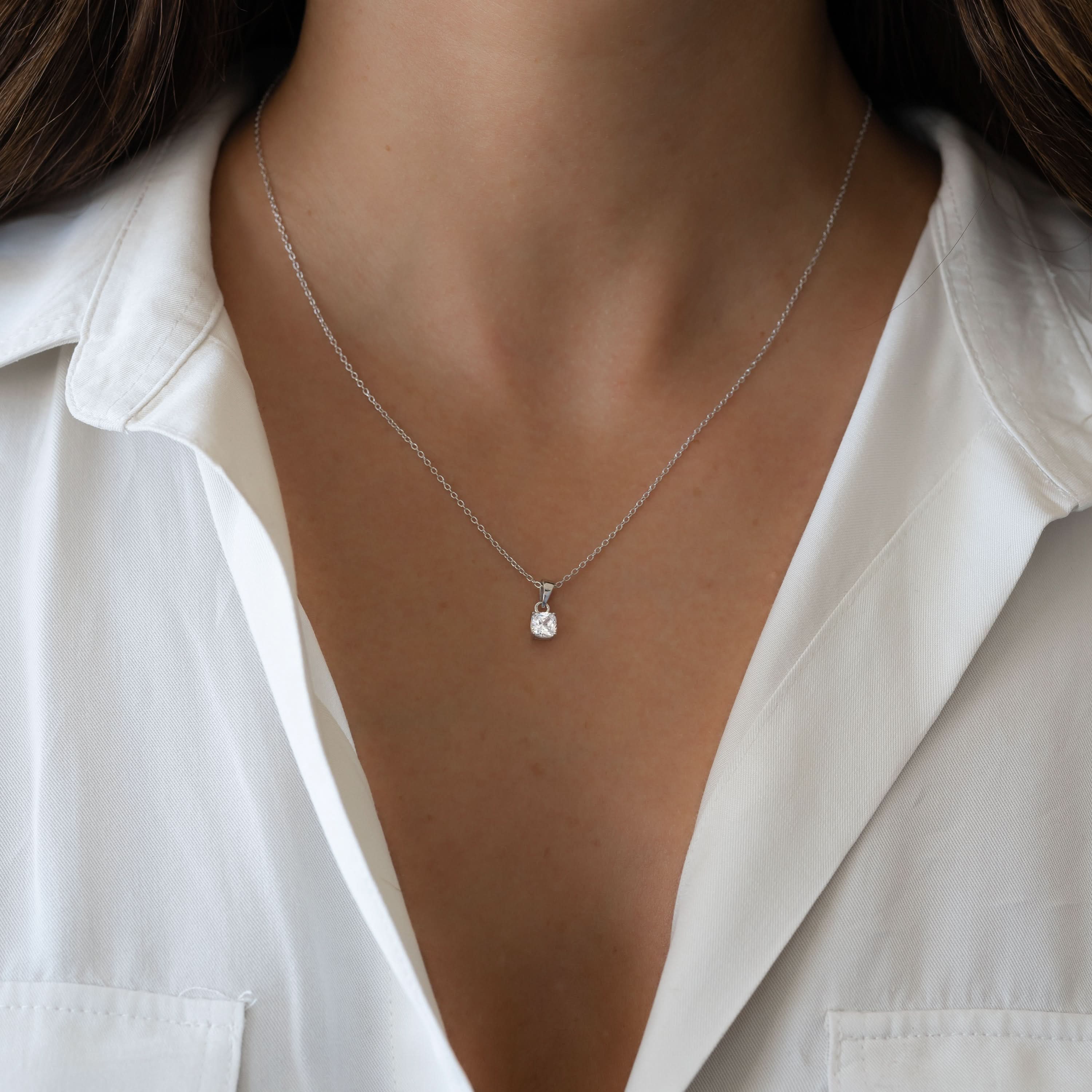 Cushion Diamond Necklace