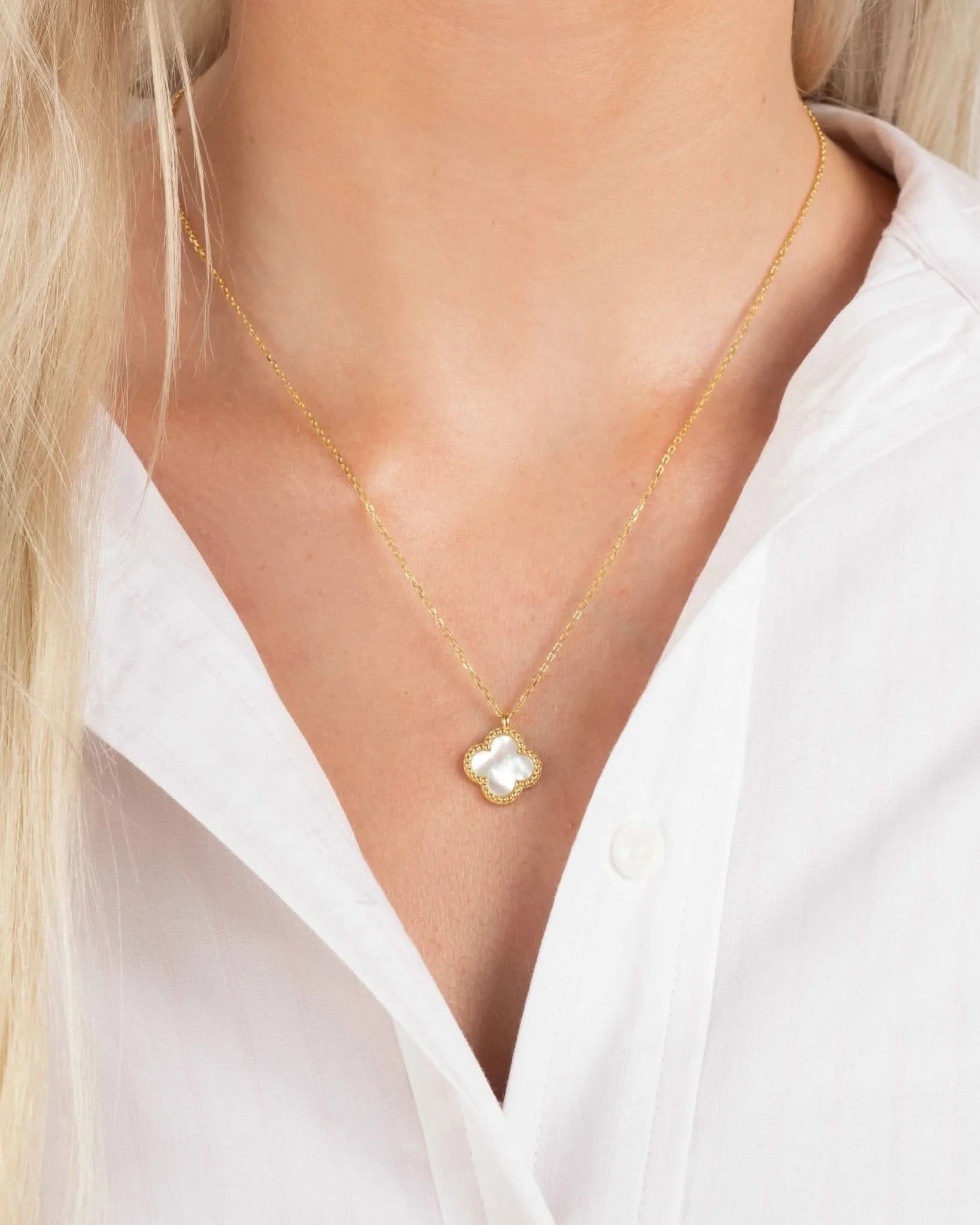 Mother of Pearl Clover Necklace