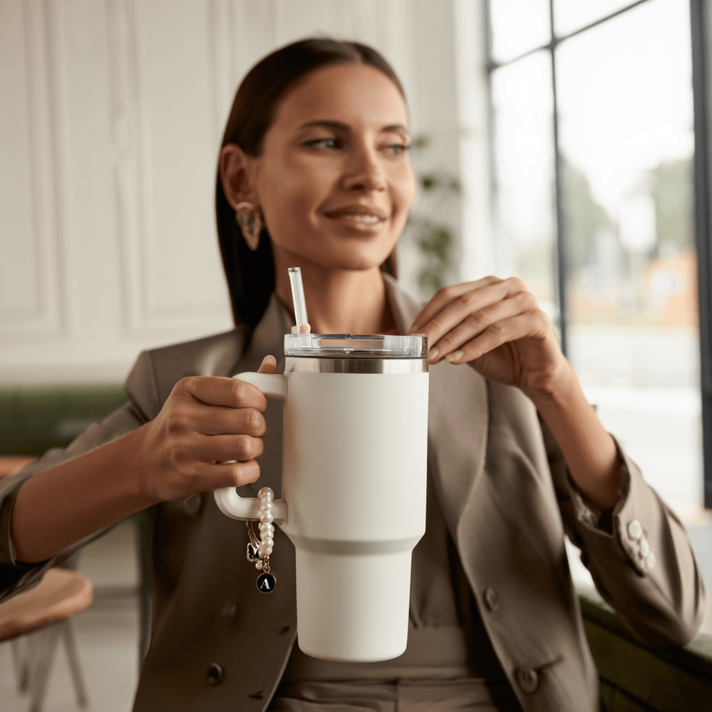 Pearl Chain Accessories Stanley Cup Initial Charms