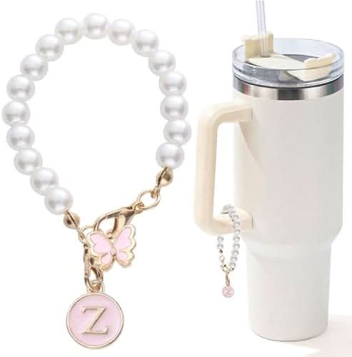 Pearl Chain Accessories Stanley Cup Initial Charms