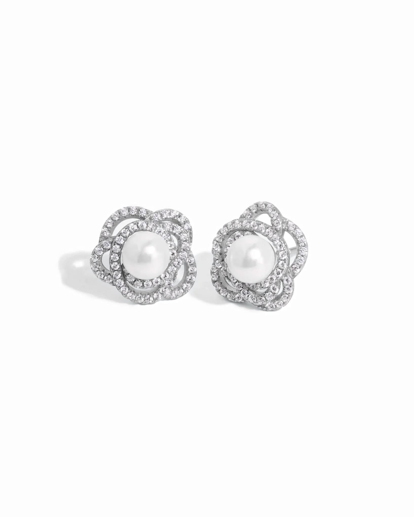 Pearl Flower Statement Studs